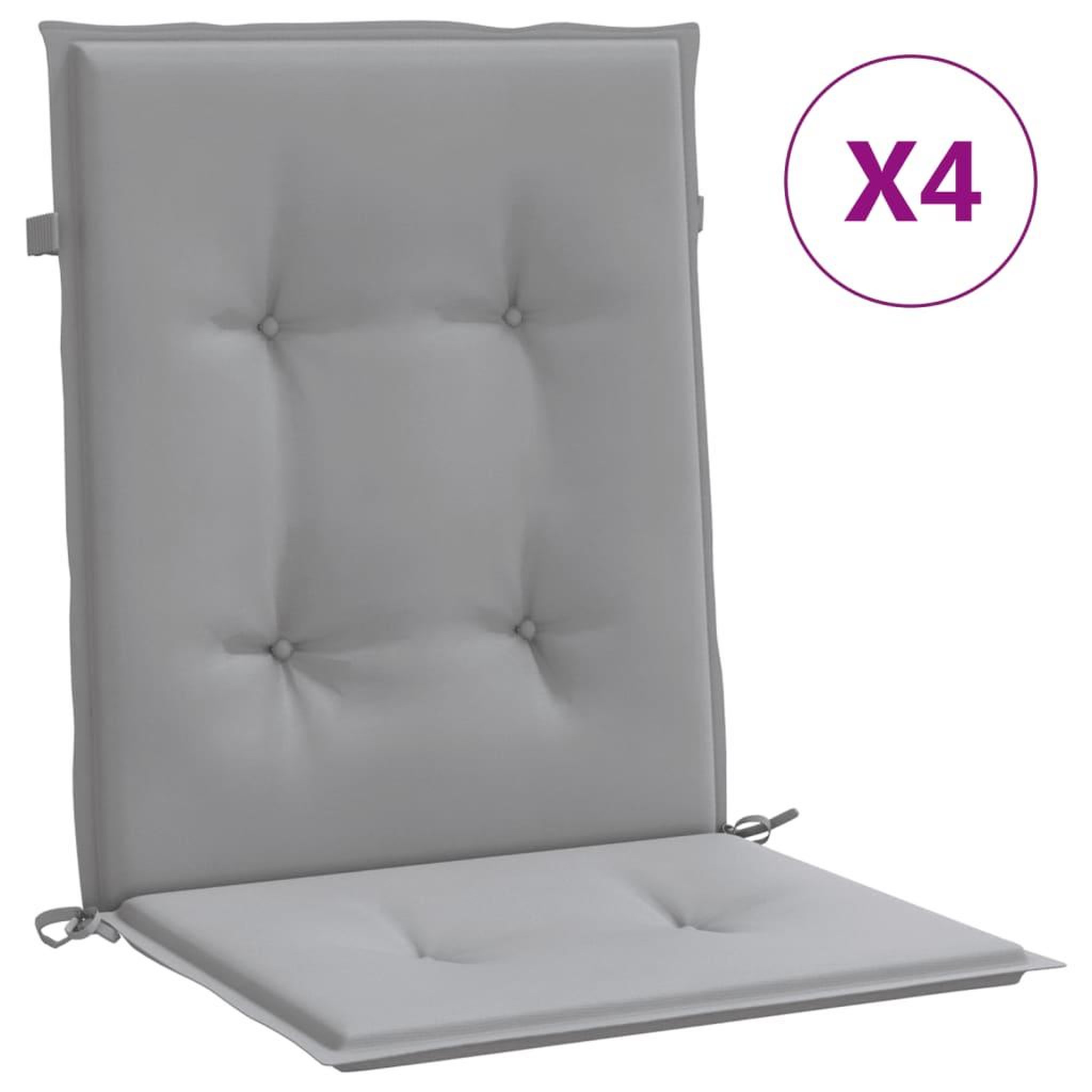 Voir la diapositive 2 : VIDAXL Coussins de chaise de jardin a dossier bas lot de 4 gris