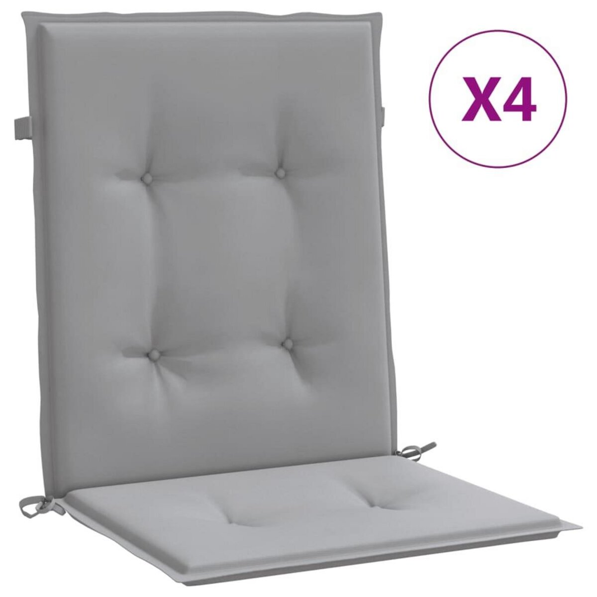 VIDAXL Coussins de chaise de jardin a dossier bas lot de 4 gris