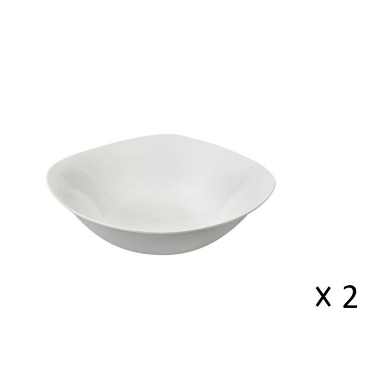 Lot de 2 saladiers carrés 23 cm en porcelaine blanche 