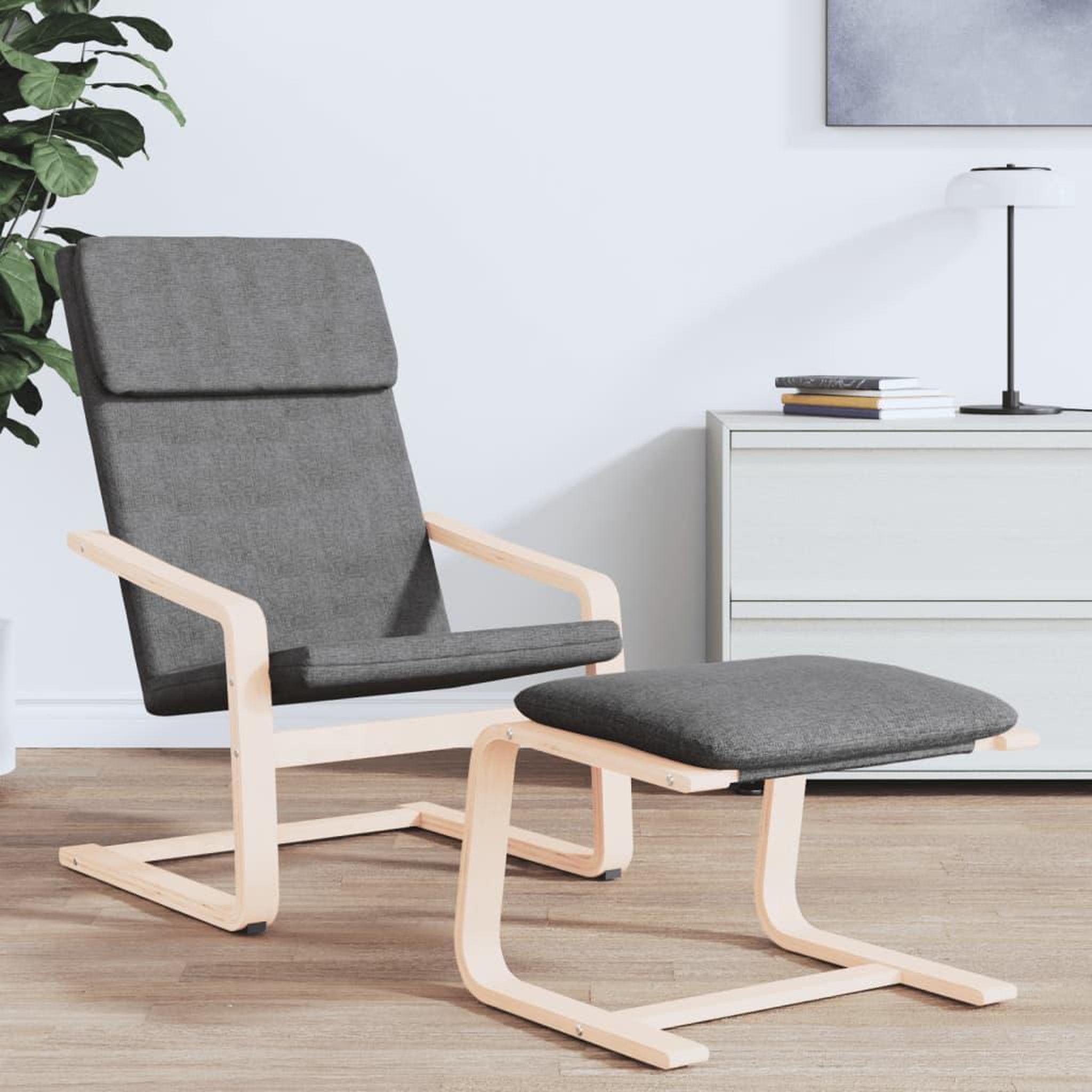 Voir la diapositive 3 : VIDAXL Chaise de relaxation Gris fonce Tissu