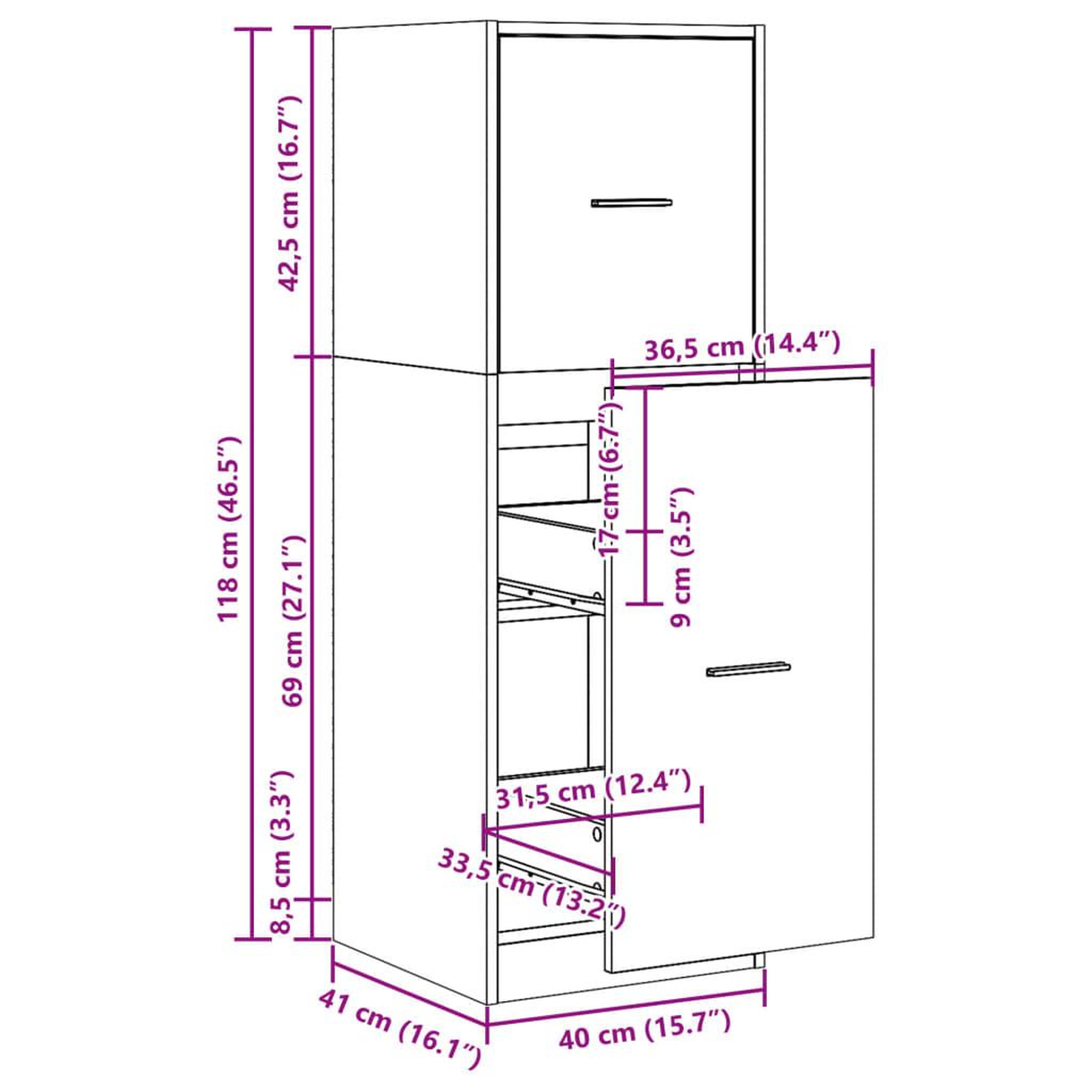 Voir la diapositive 6 : VIDAXL Armoire d'apothicaire chene fume 40x41x118 cm bois d'ingenierie
