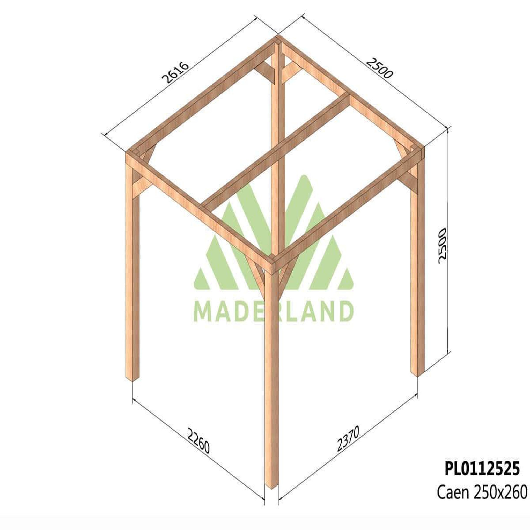 Voir la diapositive 3 : JARDIDECO Pergola en bois lamellé-collé caen 250 x 250 cm - maderland