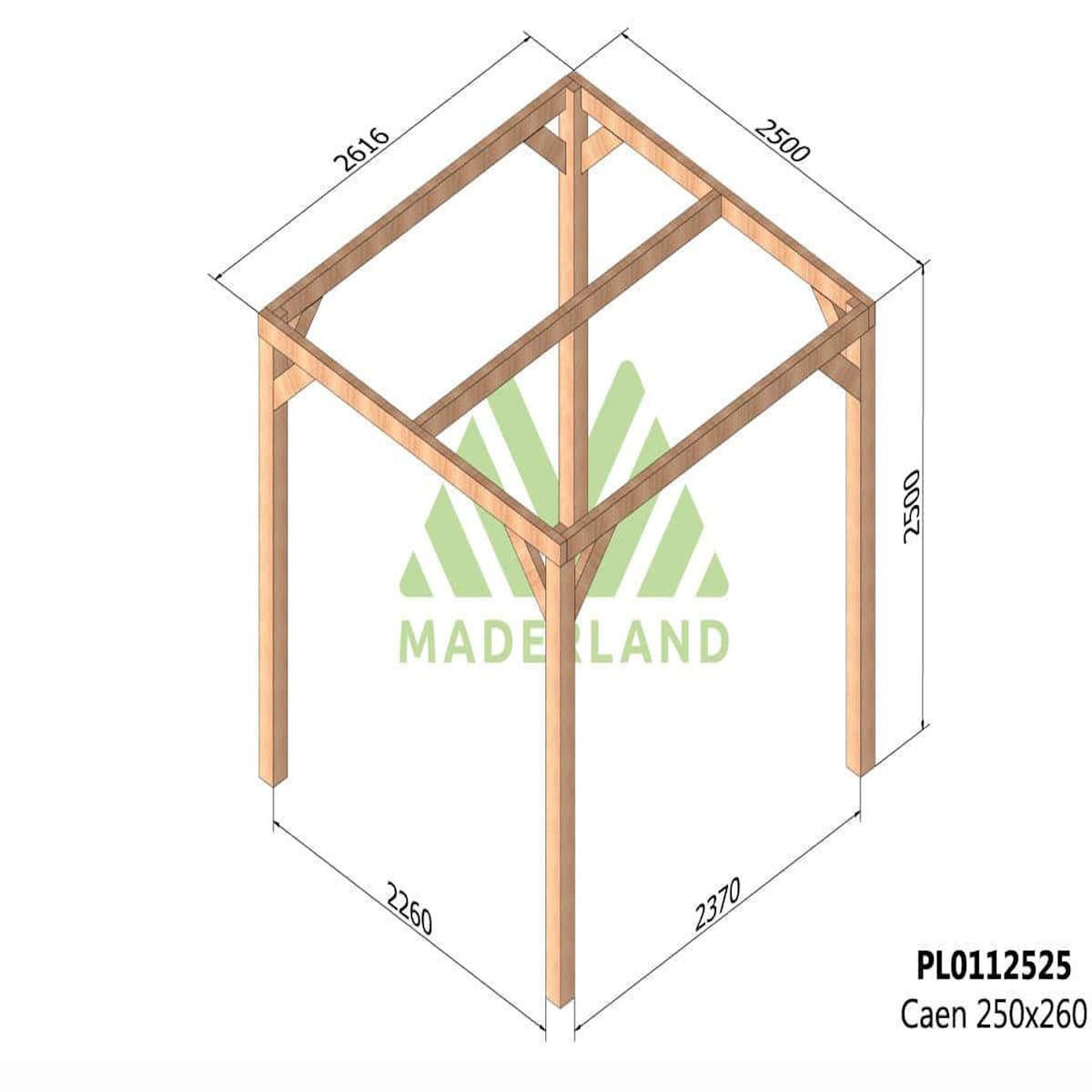 JARDIDECO Pergola en bois lamellé-collé Caen 250 x 250 cm - Maderland