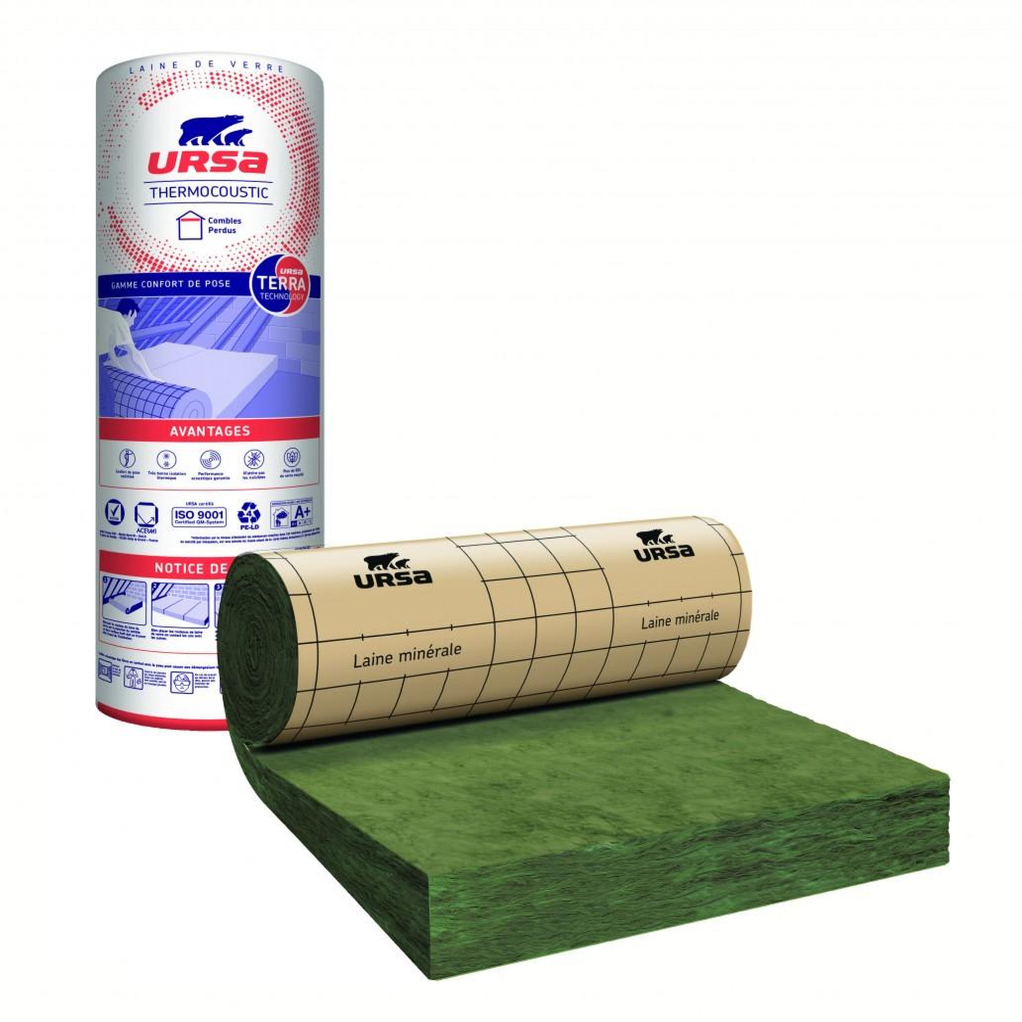 CENTRALE BRICO Laine de verre Thermo. Kraft, 3.5 x 1.2 m, Ep. 260 mm, lambda 40, R6.5, URSA