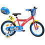 Voir la diapositive 1 : Nickelodeon Vélo enfant - Modèle 16'' Pat Patrouille + Casque pour enfant de 105/120 cm avec stabilisateurs - 2 freins - Plaque décorative avant - Porte bidon