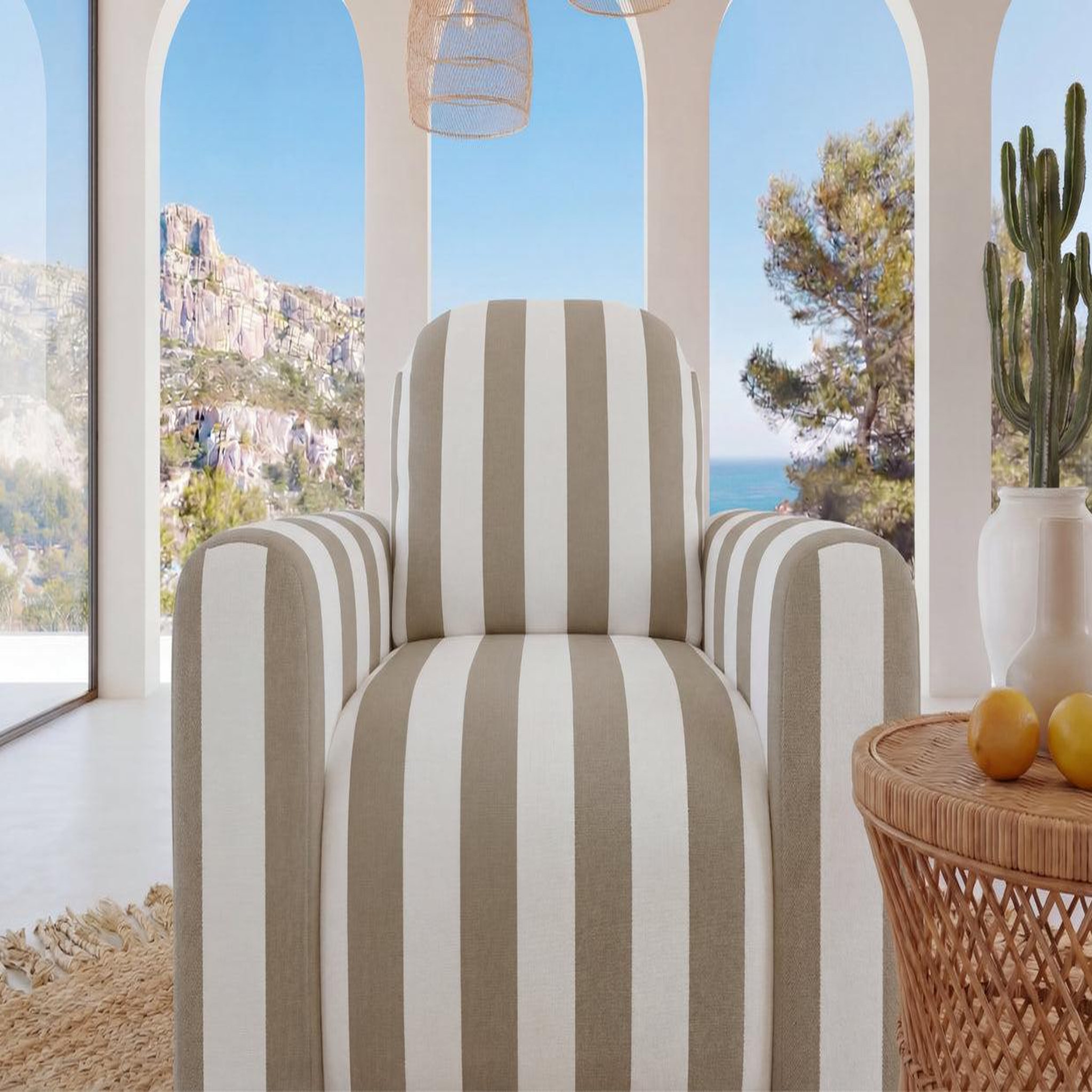 Voir la diapositive 5 : CASANOVA PARIS Elvis - fauteuil tissu rayé