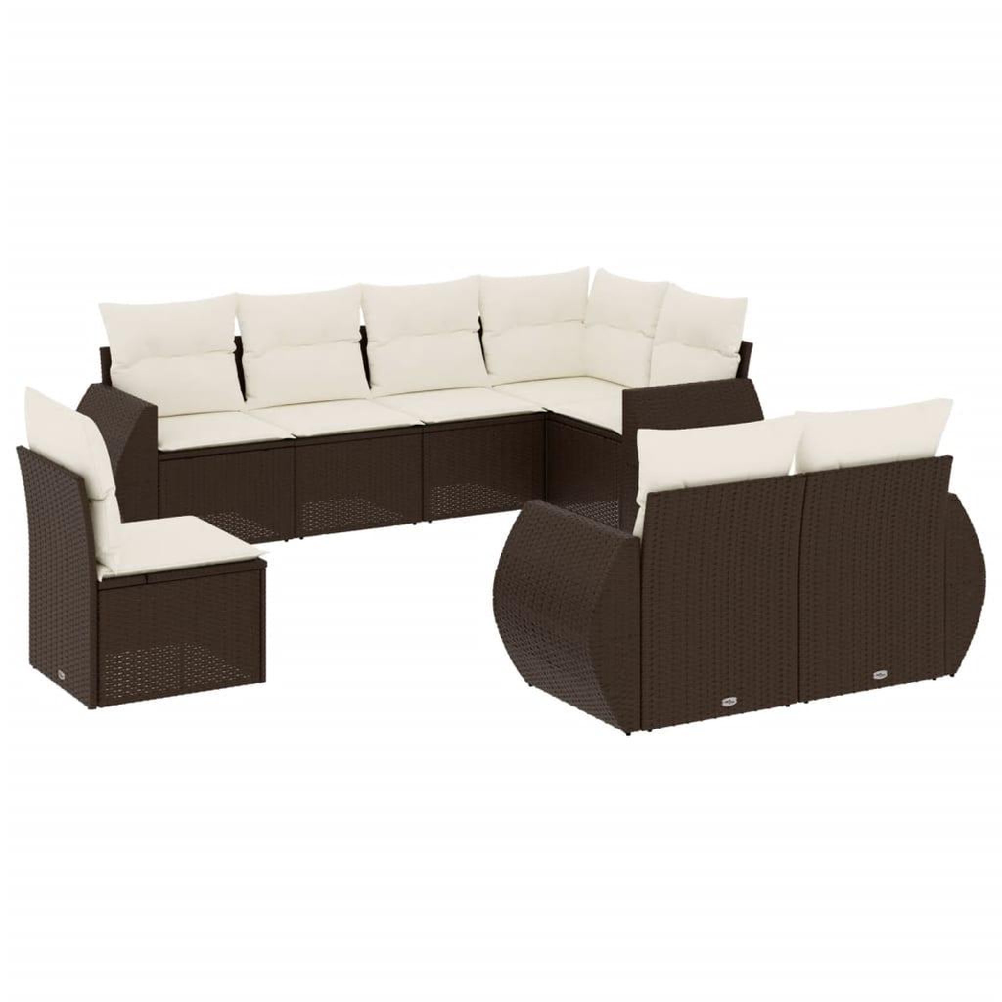 Voir la diapositive 2 : VIDAXL Salon de jardin 8 pcs avec coussins marron resine tressee