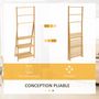 Voir la diapositive 6 : KLEANKIN Porte-serviette pliable autoportant - 3 barres, 3 étagères - dim. 53 x 30 x 152 cm - bois bambou