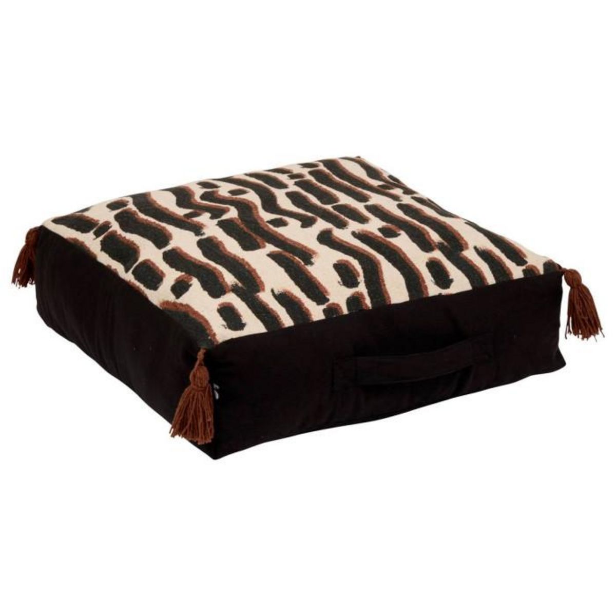 ATMOSPHERA Coussin de Sol à Pompons  Wonja  48x48cm Noir