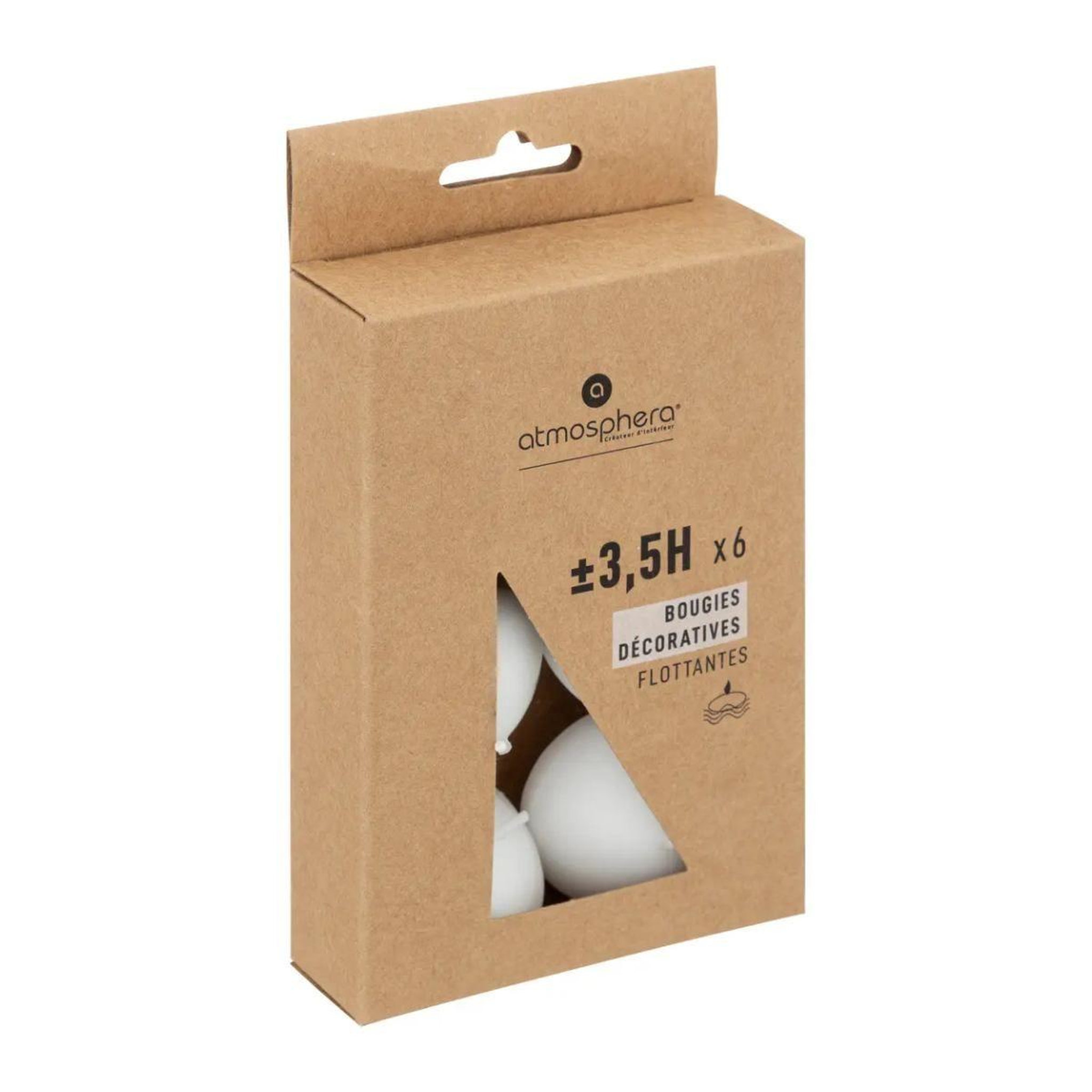 Voir la diapositive 3 : ATMOSPHERA Lot de 6 bougies flottantes  many  4,5cm blanc