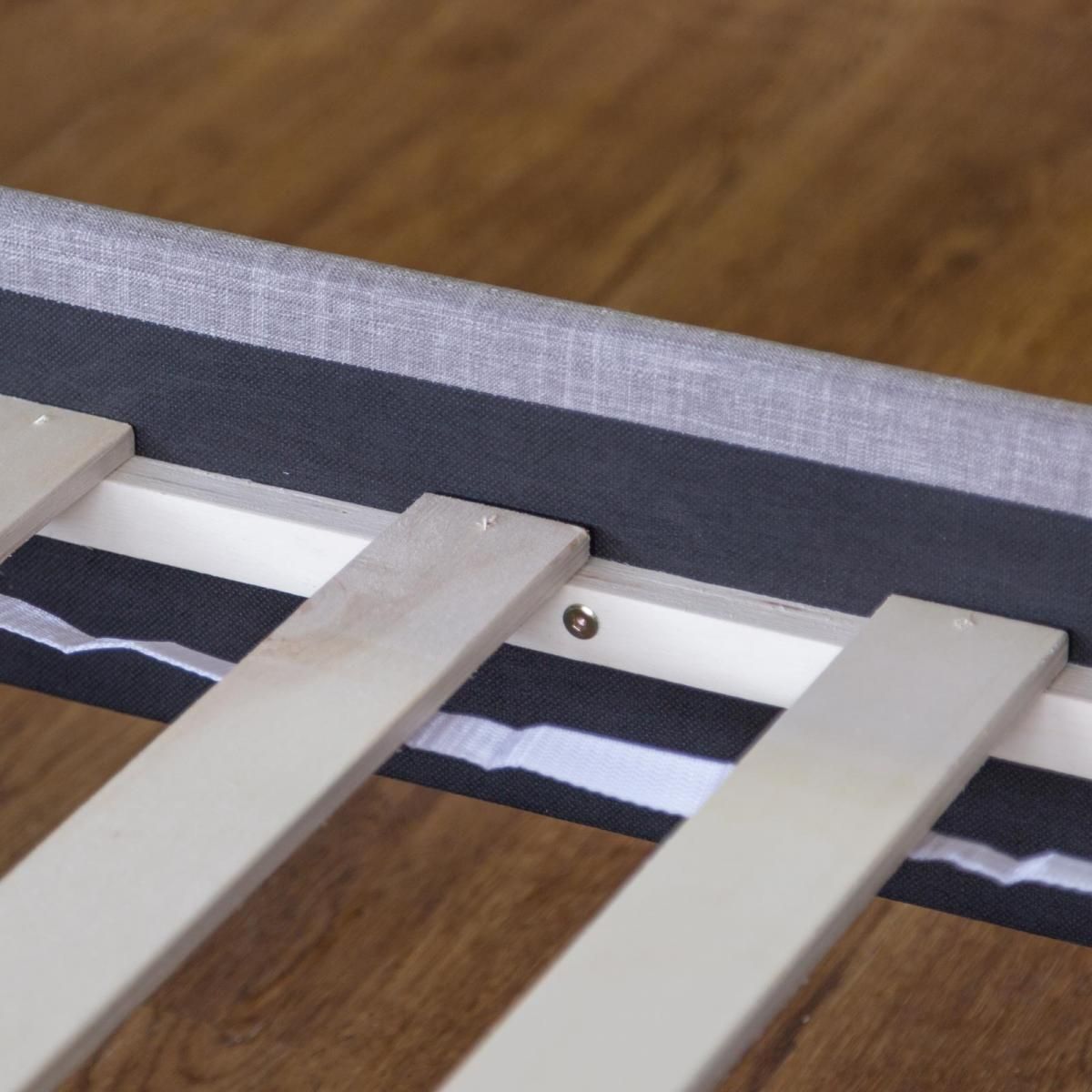 HomeStyle4U Lit capitonné avec matelas 140x200 et sommier à lattes - gris