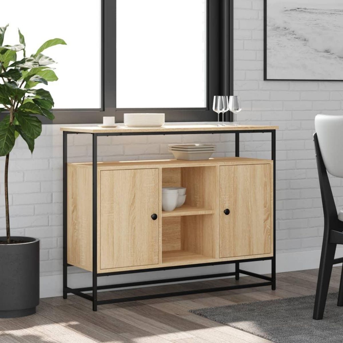 VIDAXL Buffet chene sonoma 100x35x80 cm bois d'ingenierie