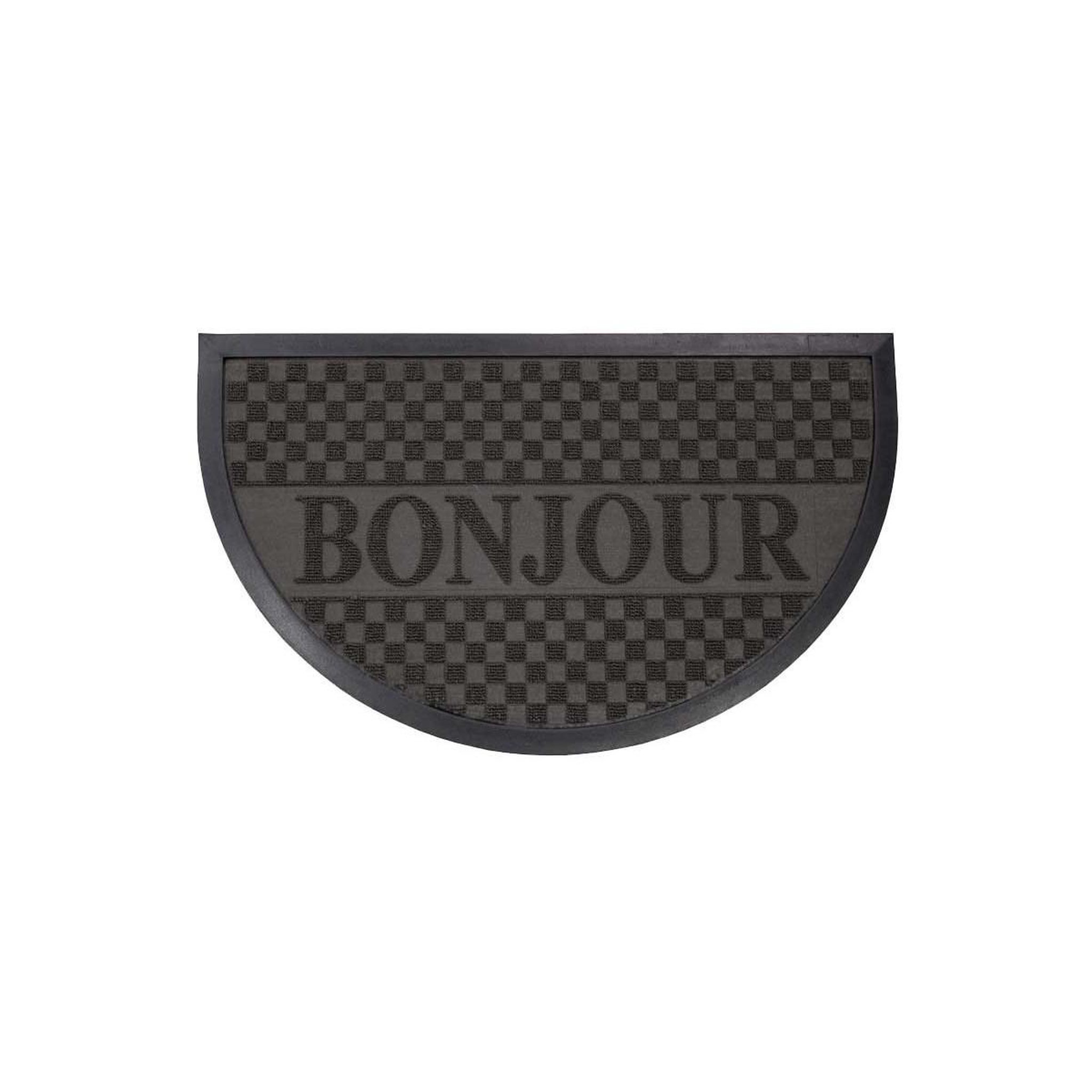Douceur d'Intérieur Tapis d'Entrée Demi-Lune  Bonjour  45x75 cm Noir