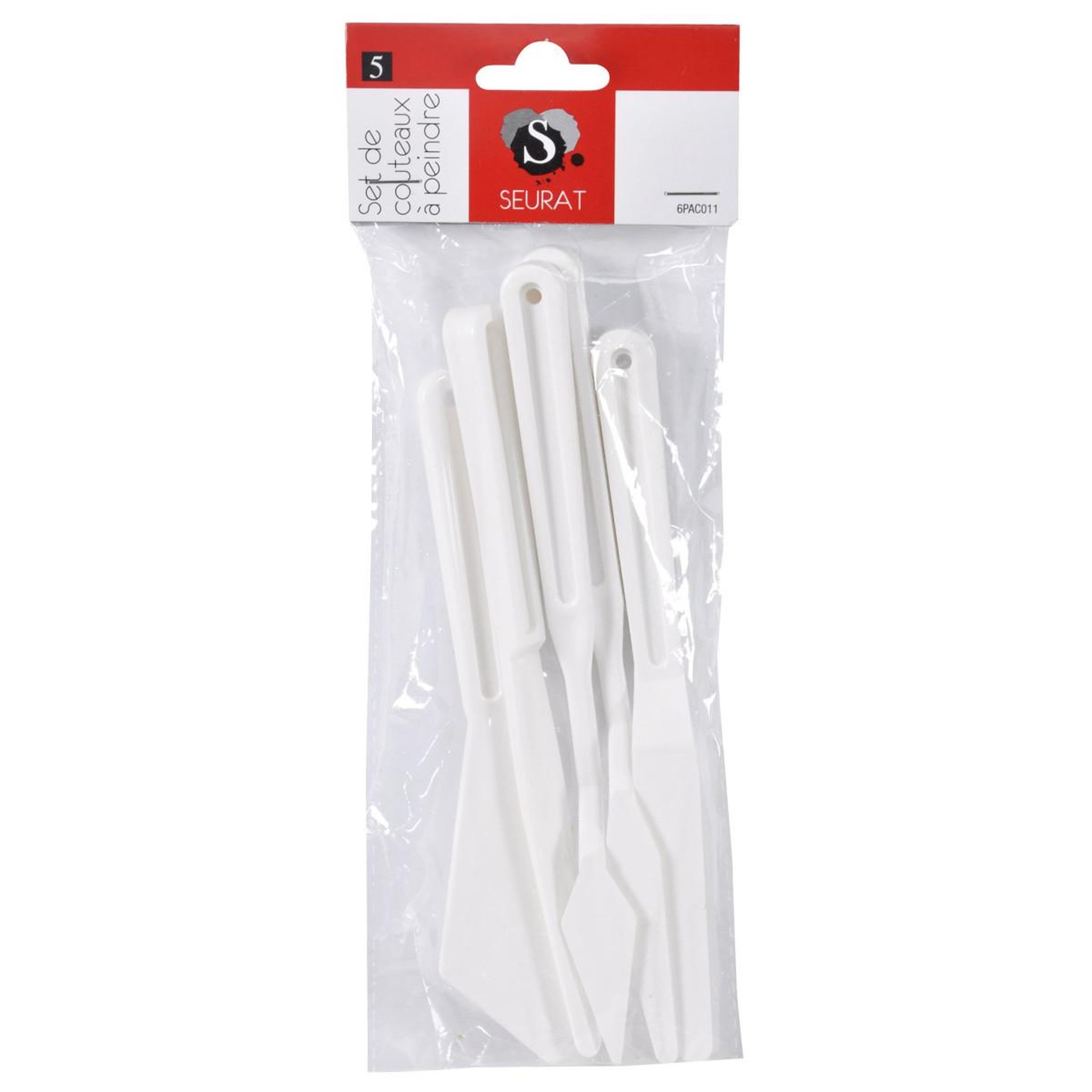 Voir la diapositive 2 : HOMEA Lot de 5 Couteaux à Peindre  Set  20cm Blanc