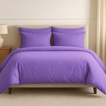 Les Ateliers du Linge Parure housse de couette 220x240 coton 57 fils prune violet. Coloris disponibles : Violet