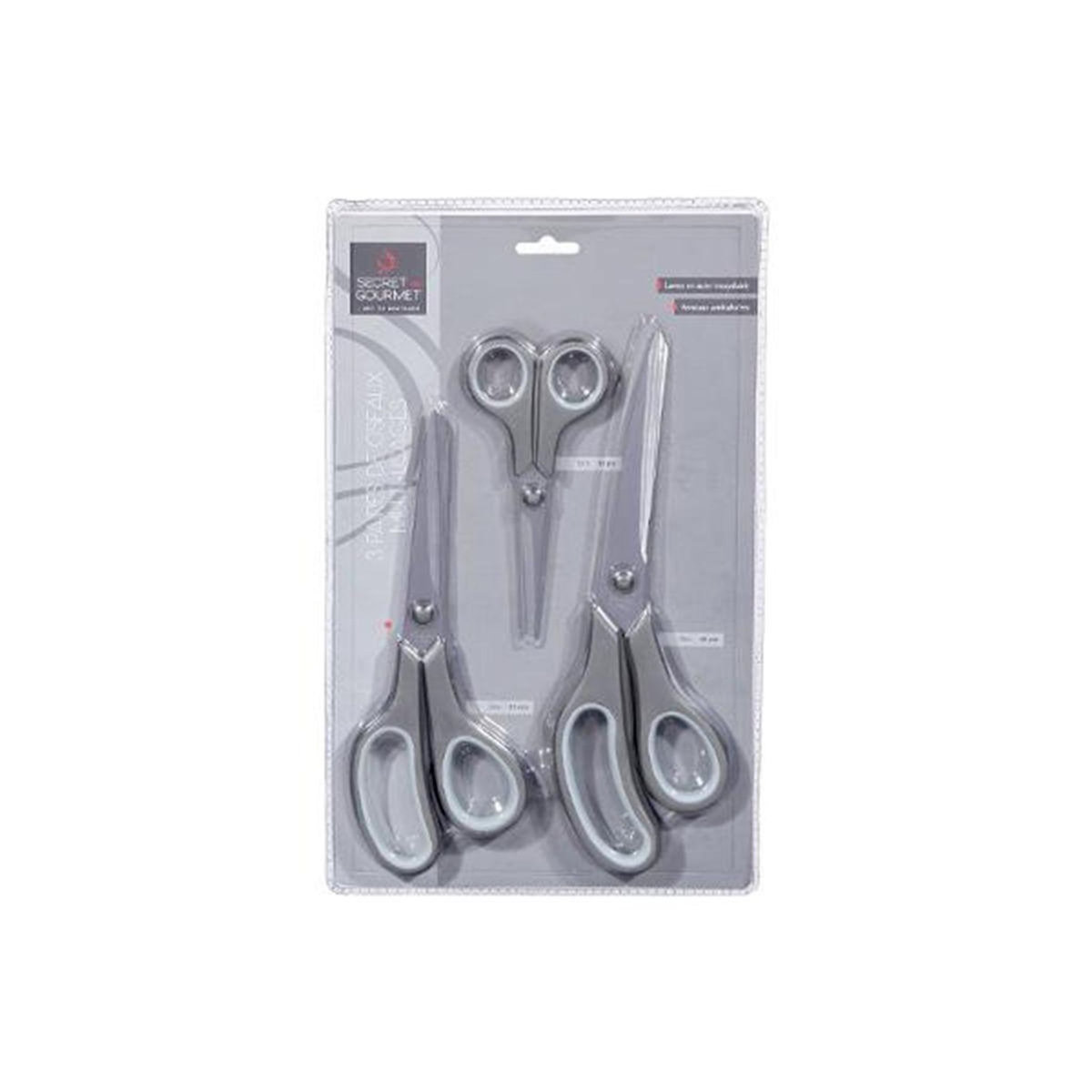 B BASIC & CO Lot de 3 Ciseaux  Multi-Usages  25cm Gris