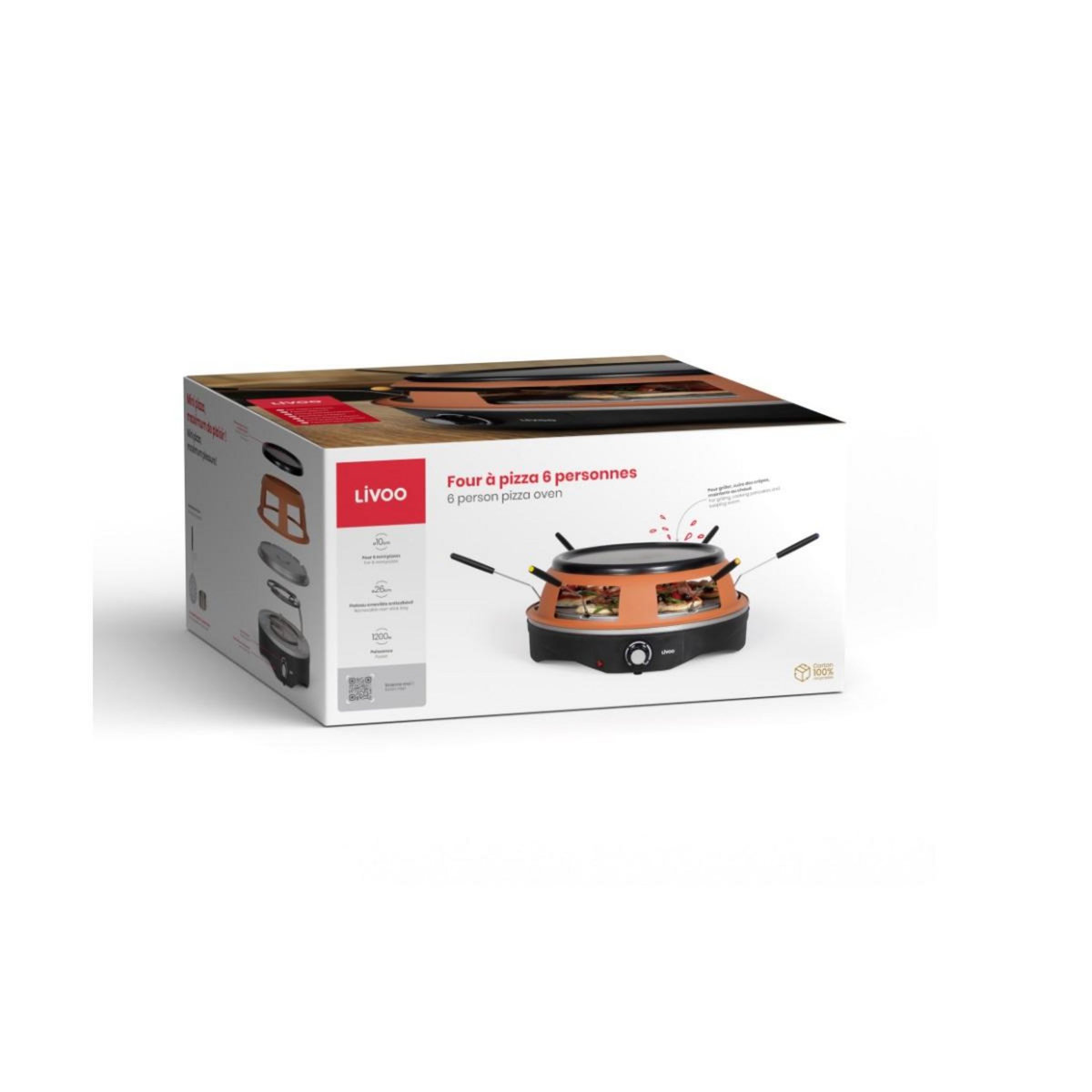 LIVOO Mini four à pizza 1200w marron - DOC304