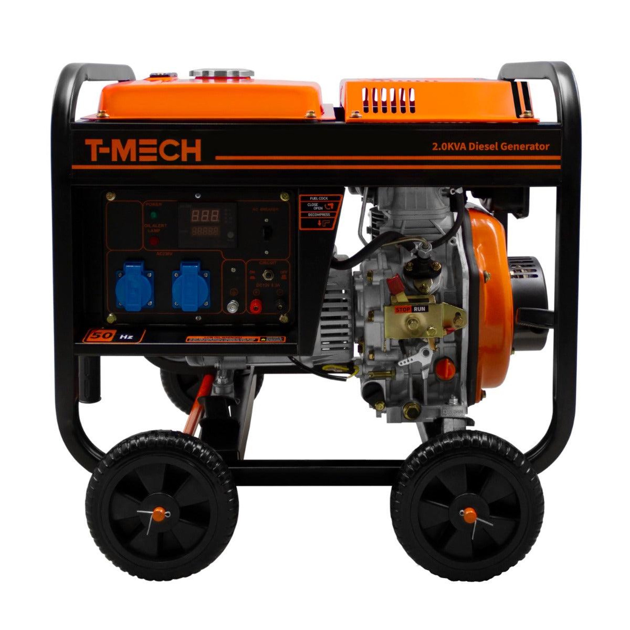 T-MECH Générateur à diesel monophasé à cadre ouvert - 2 200w
