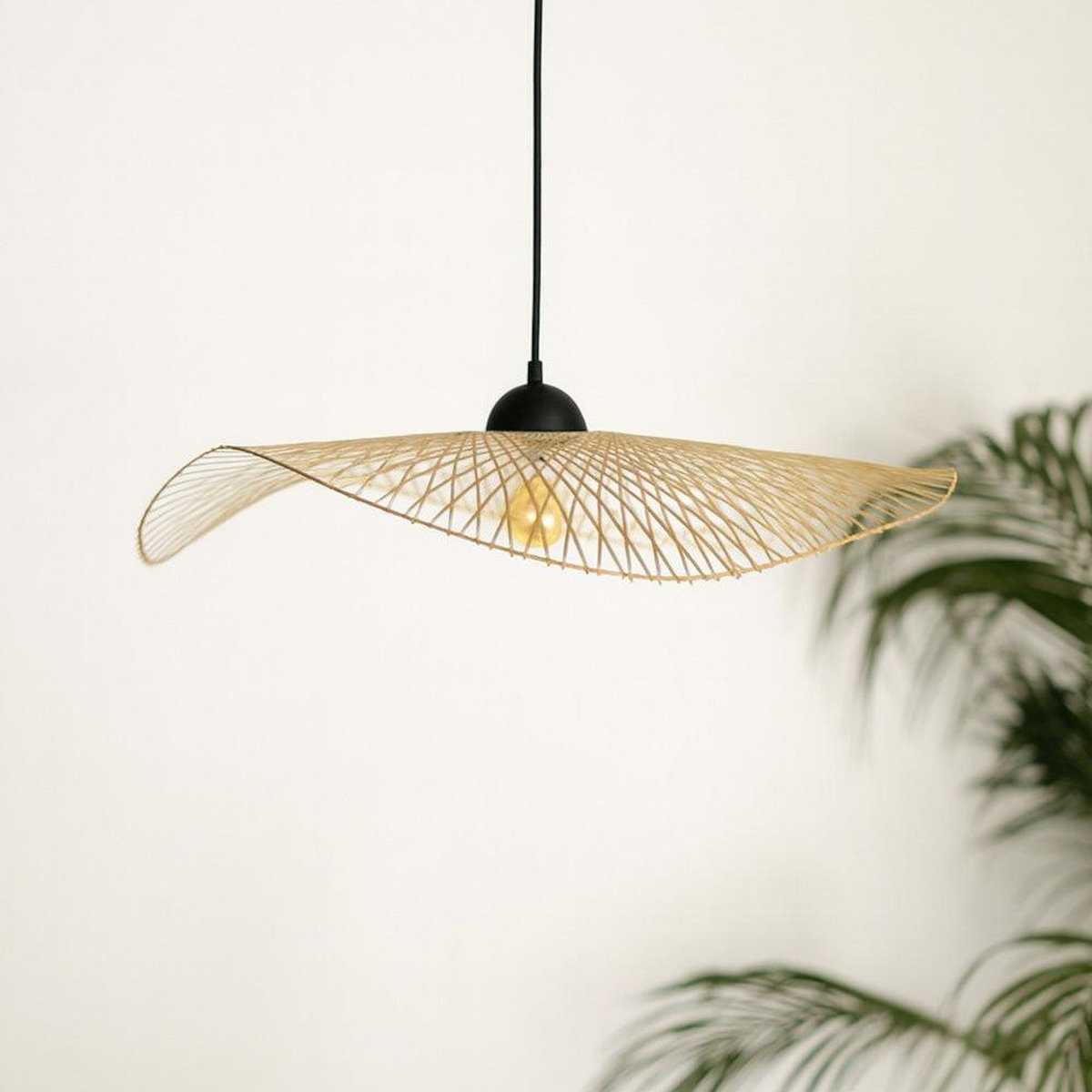 Rendez vous déco Suspension D75 cm en bambou avec fil noir-Jipi