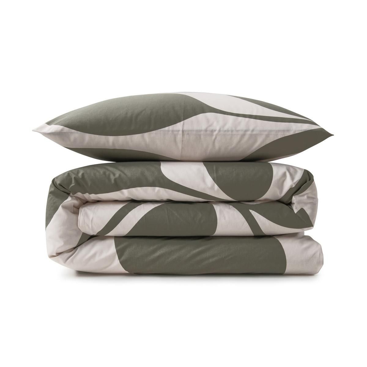 FUTURE HOME Parure de lit 2 personnes en coton 57 fils imprimé vert