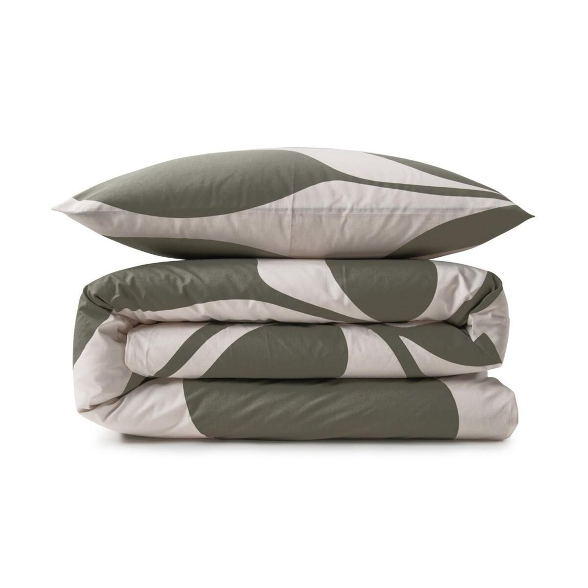 FUTURE HOME Parure de lit 2 personnes en coton 57 fils imprimé vert