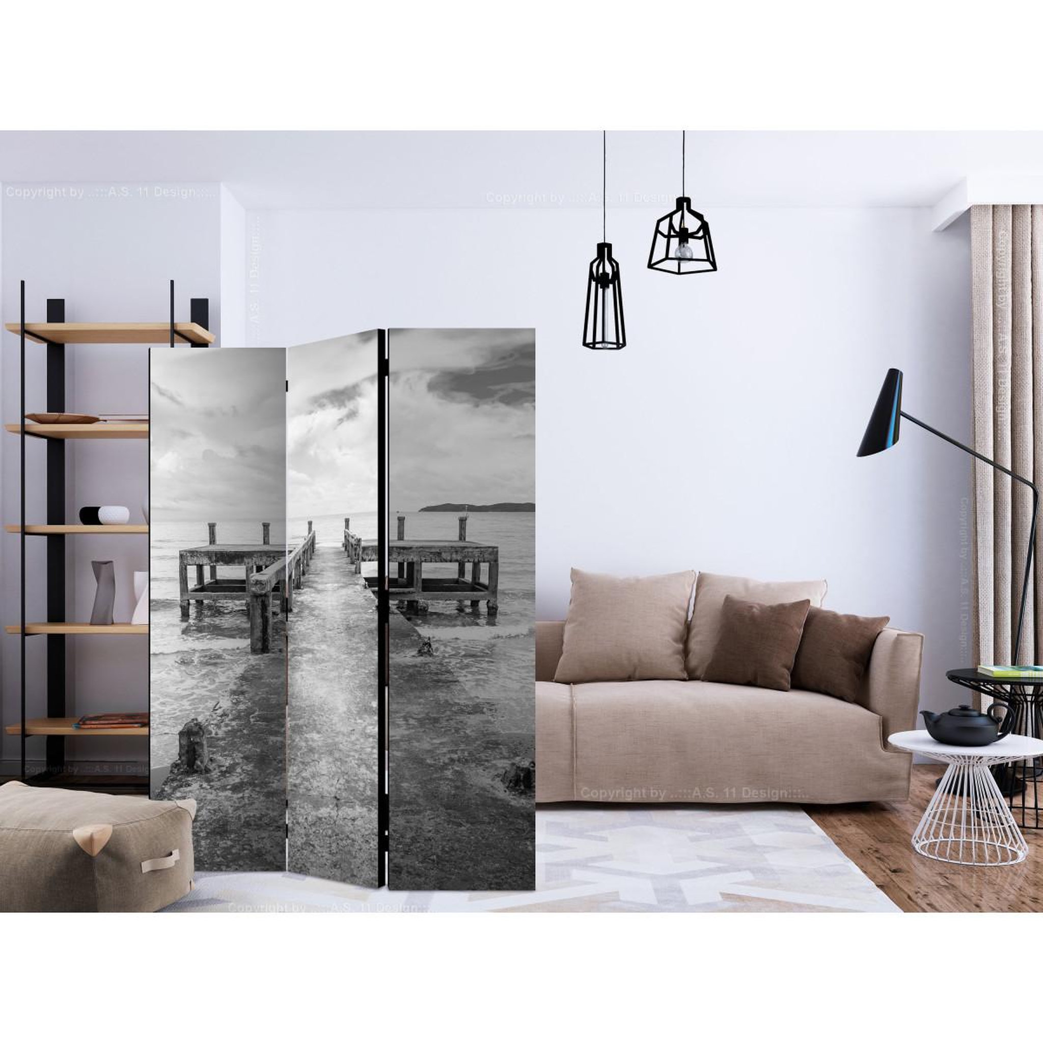 Voir la diapositive 2 : Paris Prix Paravent 3 volets  concrete pier  135x172cm