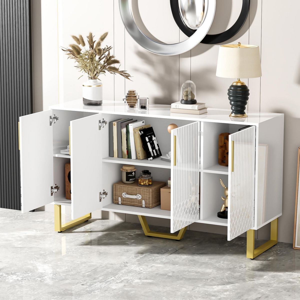 MERAX Buffet 4 porte(s) 0 tiroir(s) - 140 cm blanc mdf