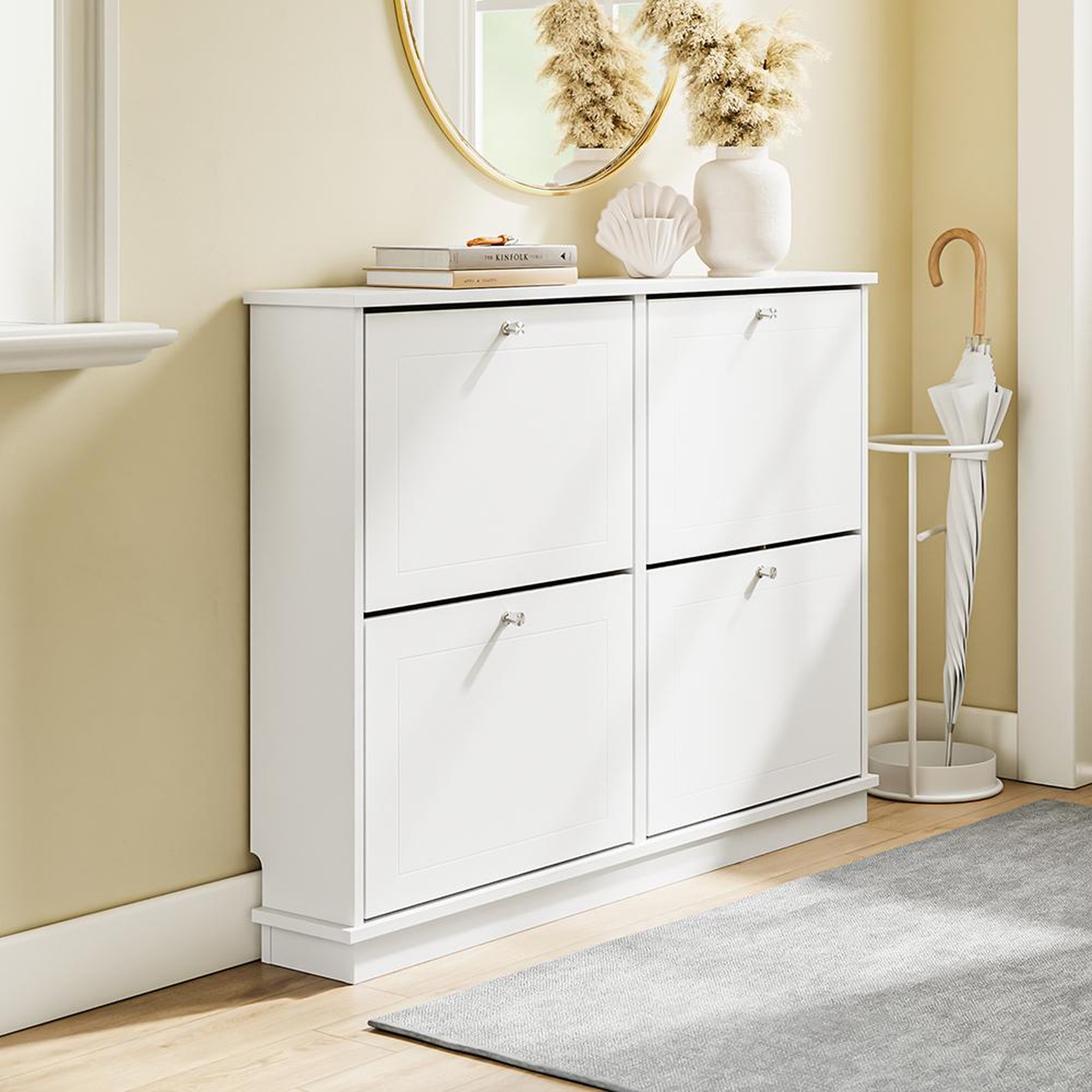 Voir la diapositive 2 : SOBUY Armoire à chaussures Blanc 105x48x78 cm FSR216-W