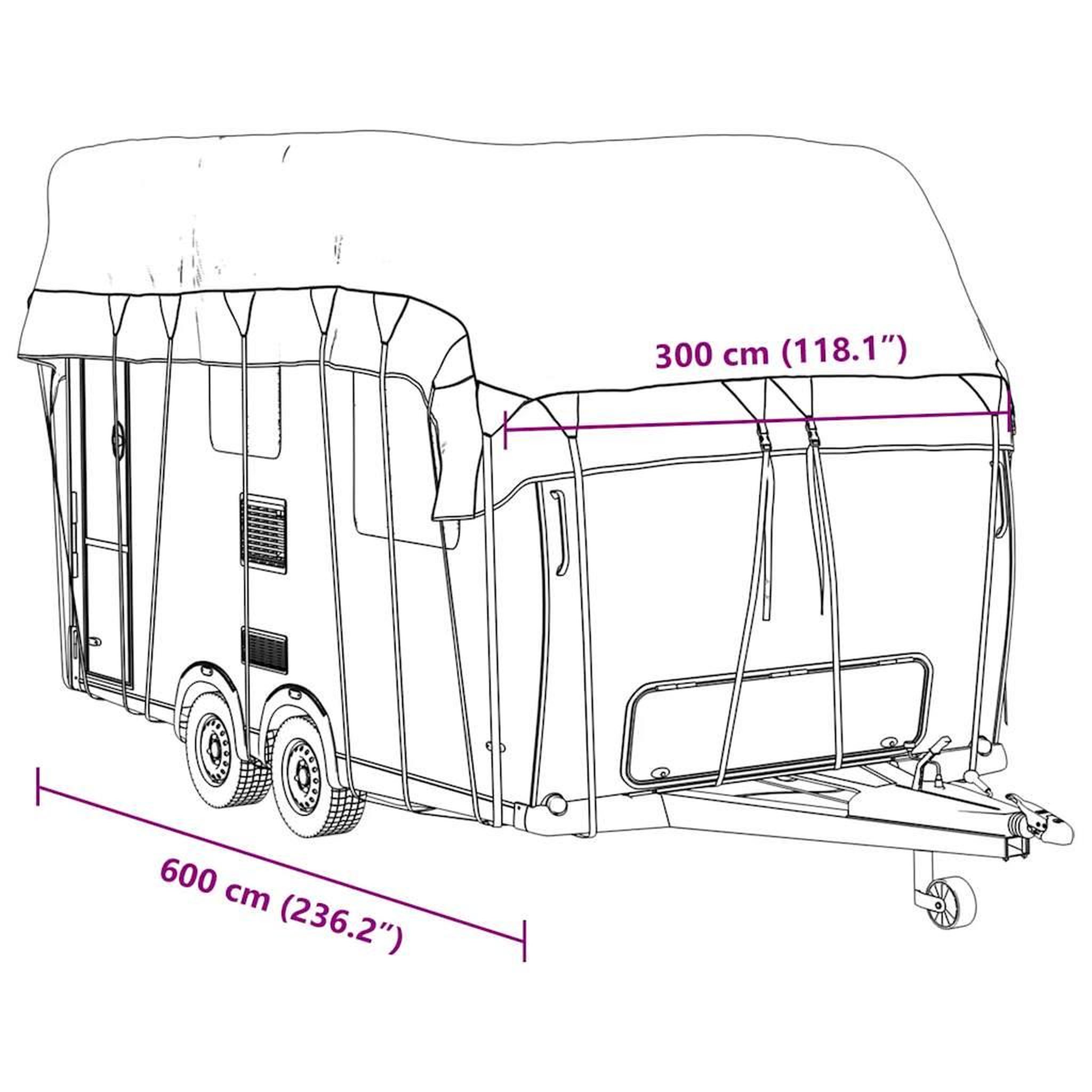 Voir la diapositive 6 : VIDAXL Housse de toit de caravane gris 600x300 cm tissu non tisse