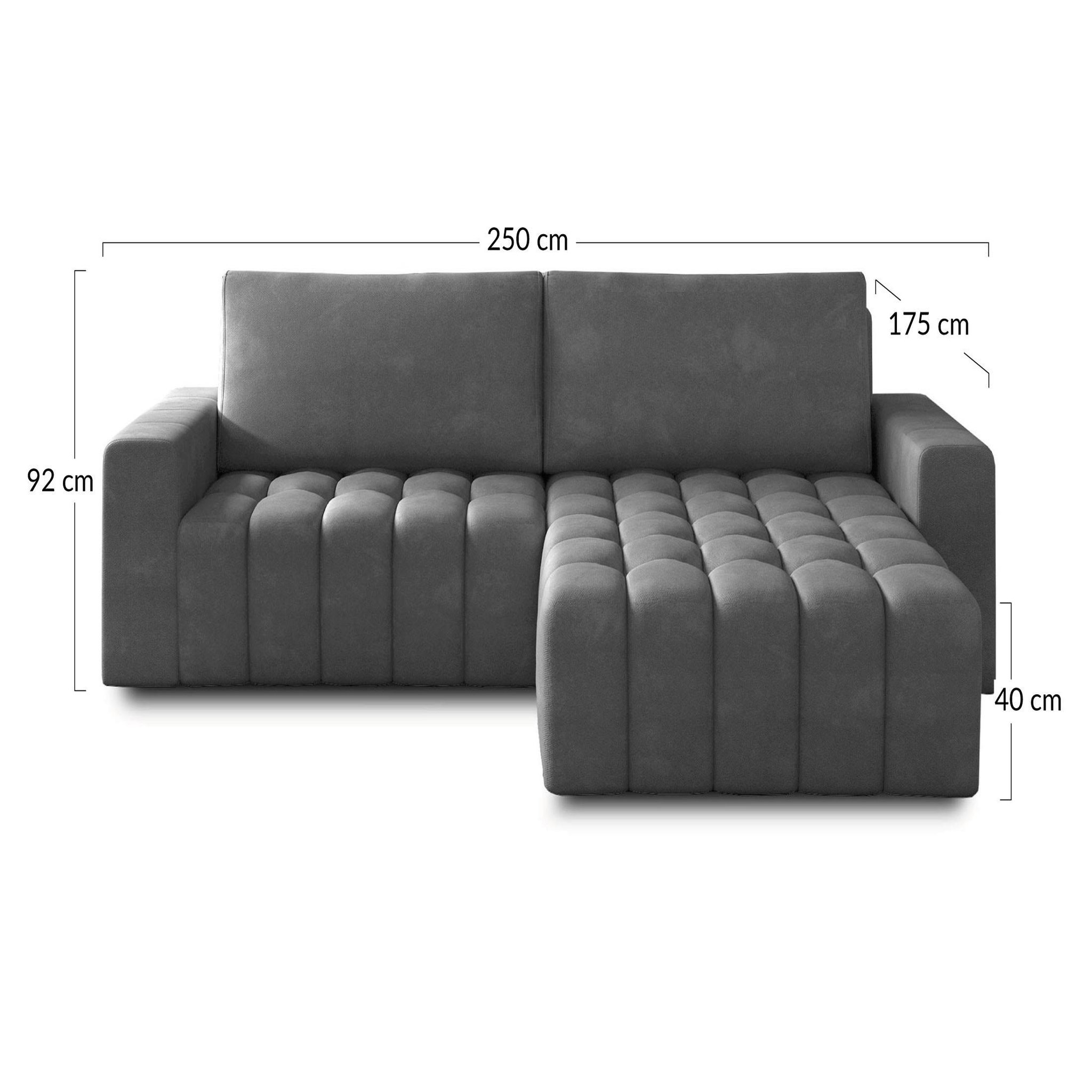 Voir la diapositive 5 : BEST MOBILIER Cordova - canapé d'angle droit 4 places convertible avec coffre en velours