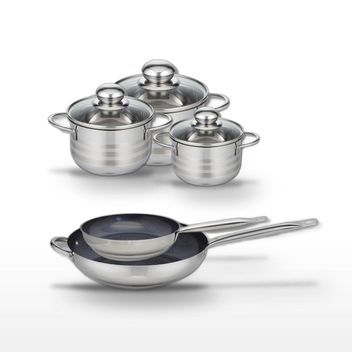 ELO Lot de 2 Poêles Elo Profi Therm Platinum 24/32 cm et 3 Faitouts Elo Brillant 12/14/16 cm