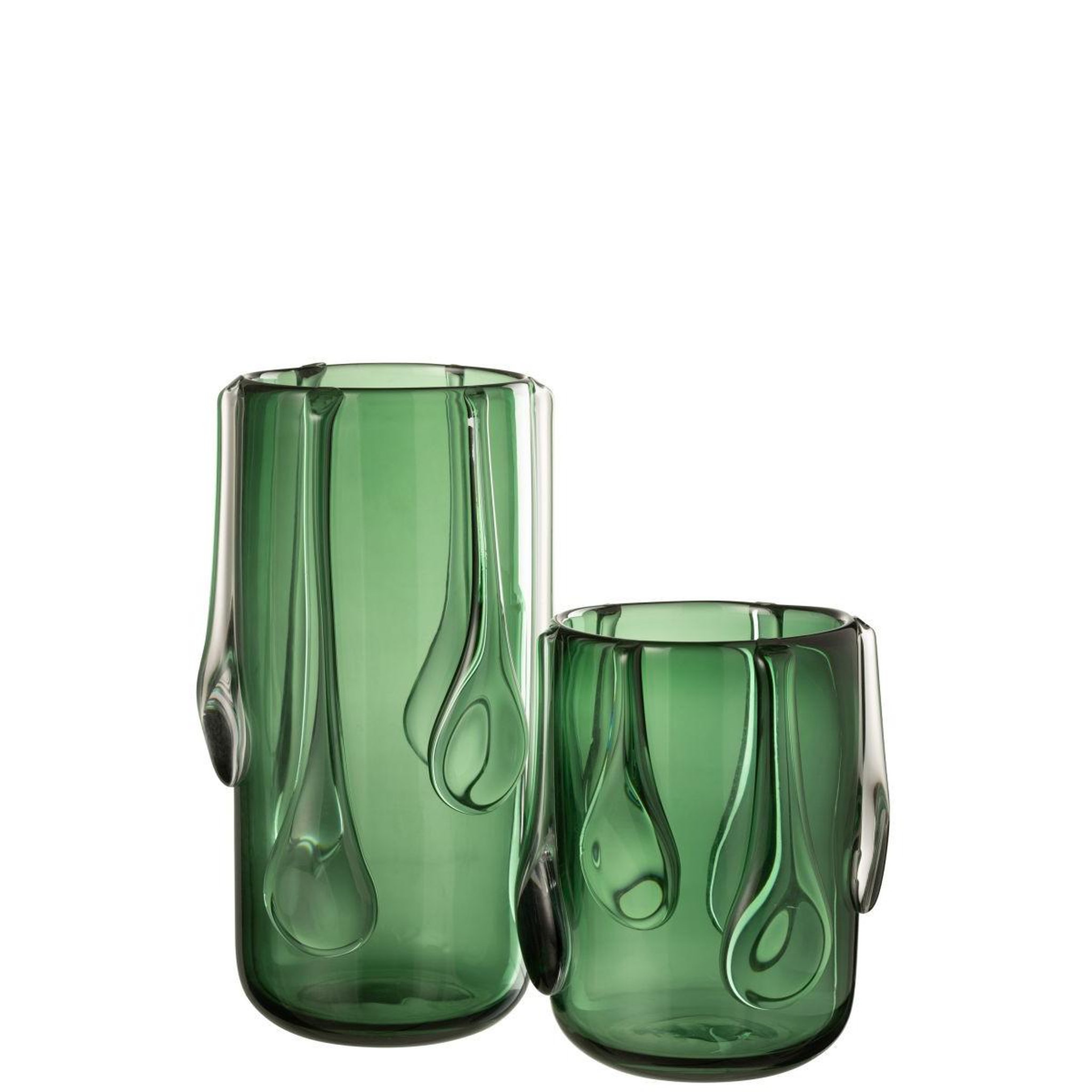 Voir la diapositive 2 : J-LINE Vase design en verre  drippy  33cm vert