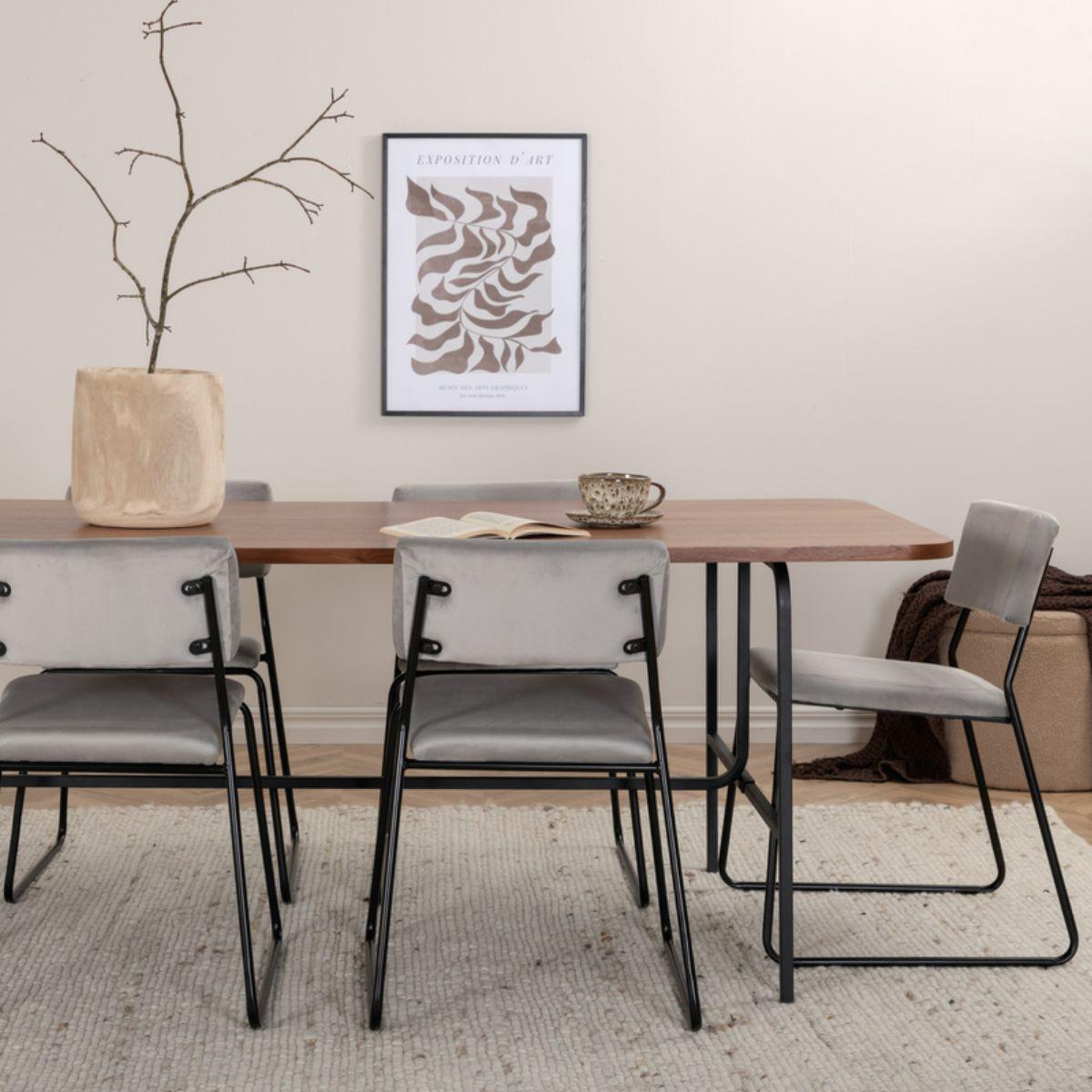 Voir la diapositive 5 : Paris Prix Ensemble table à manger & 6 chaises  uno & kenth  200cm gris & marron