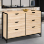 Voir la diapositive 2 : ID MARKET Commode 6 tiroirs DETROIT 115 cm design industriel