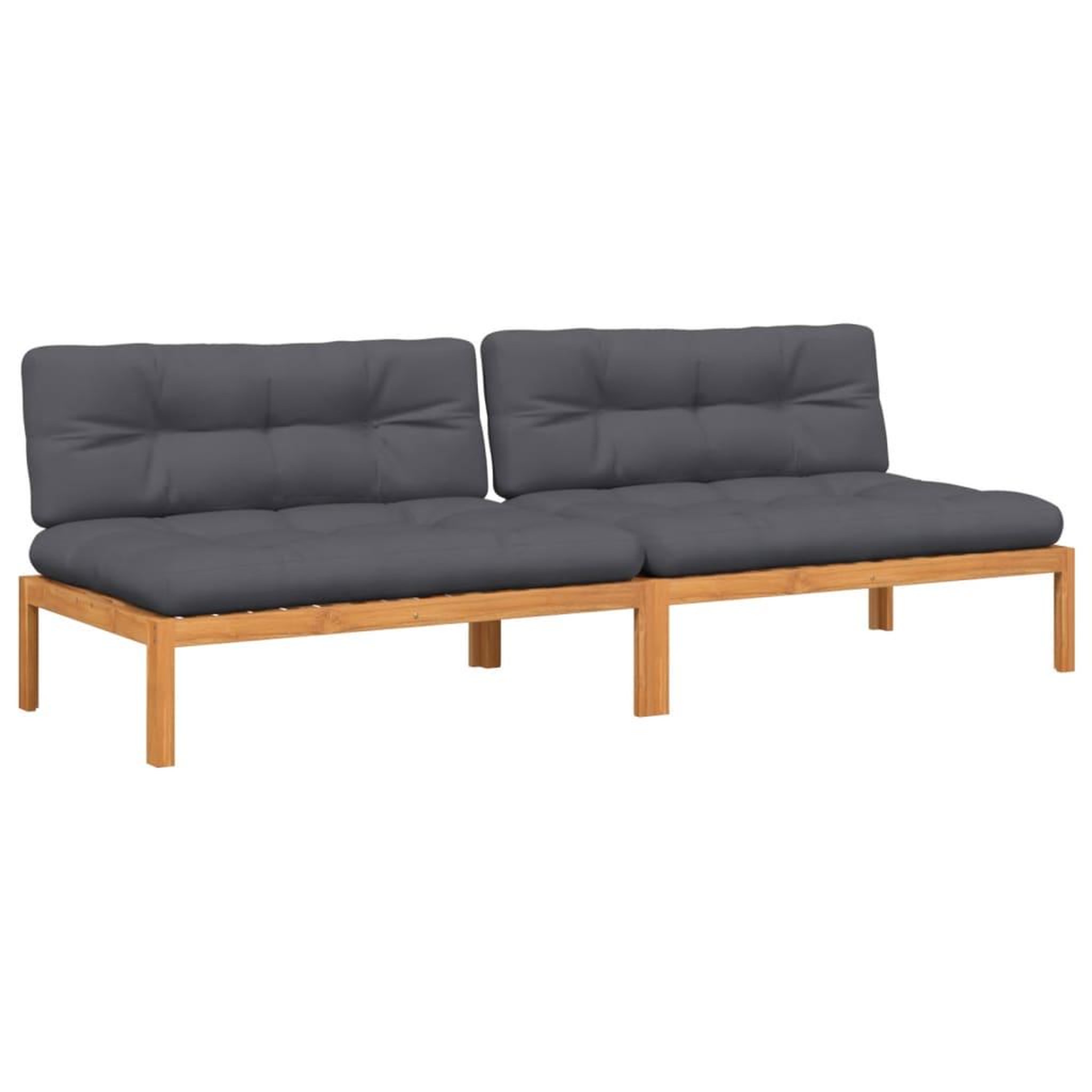 Voir la diapositive 2 : VIDAXL Canapes centraux palette de jardin et coussins 2pcs bois acacia