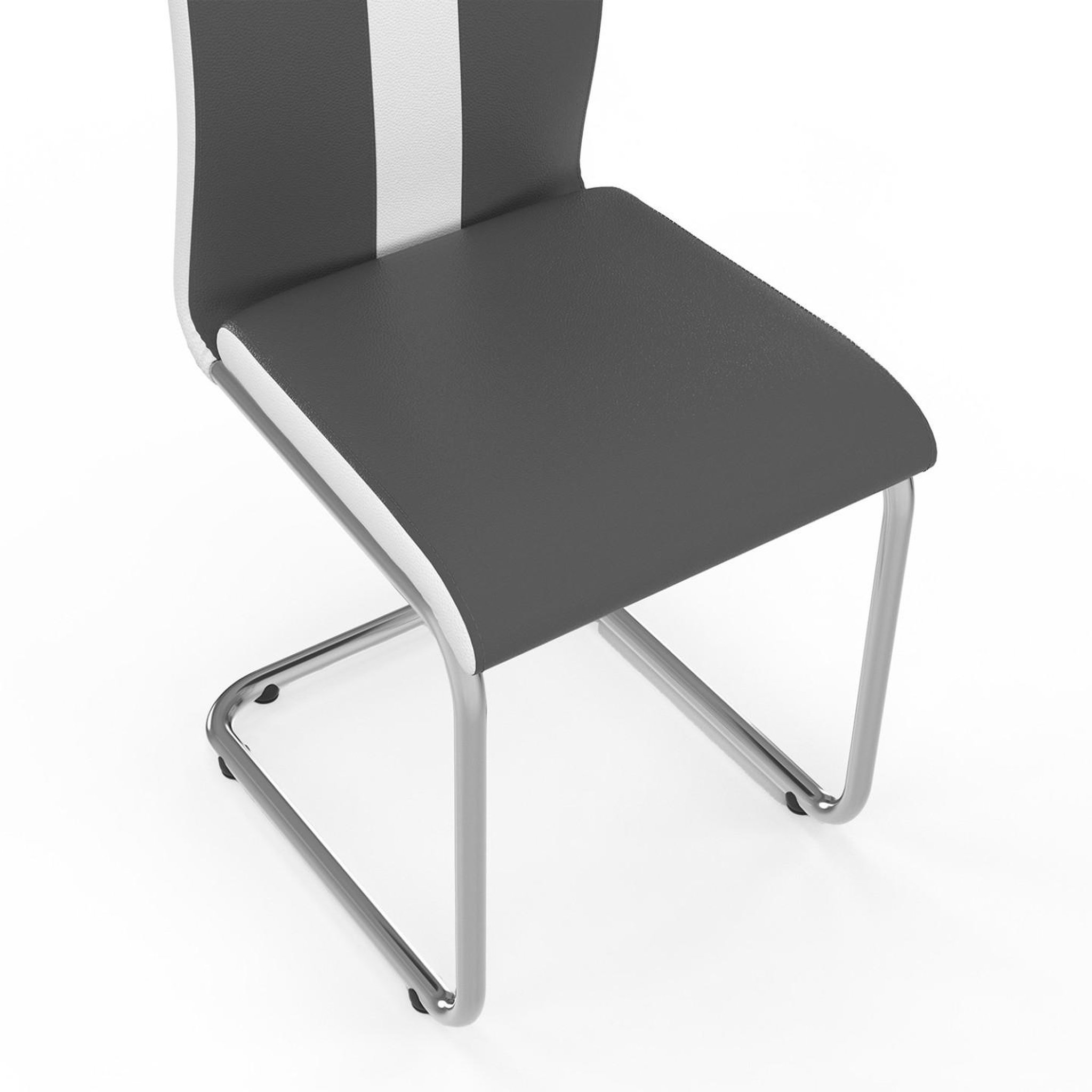 Voir la diapositive 6 : ID MARKET Lot de 4 chaises pia grises et blanches pour salle à manger
