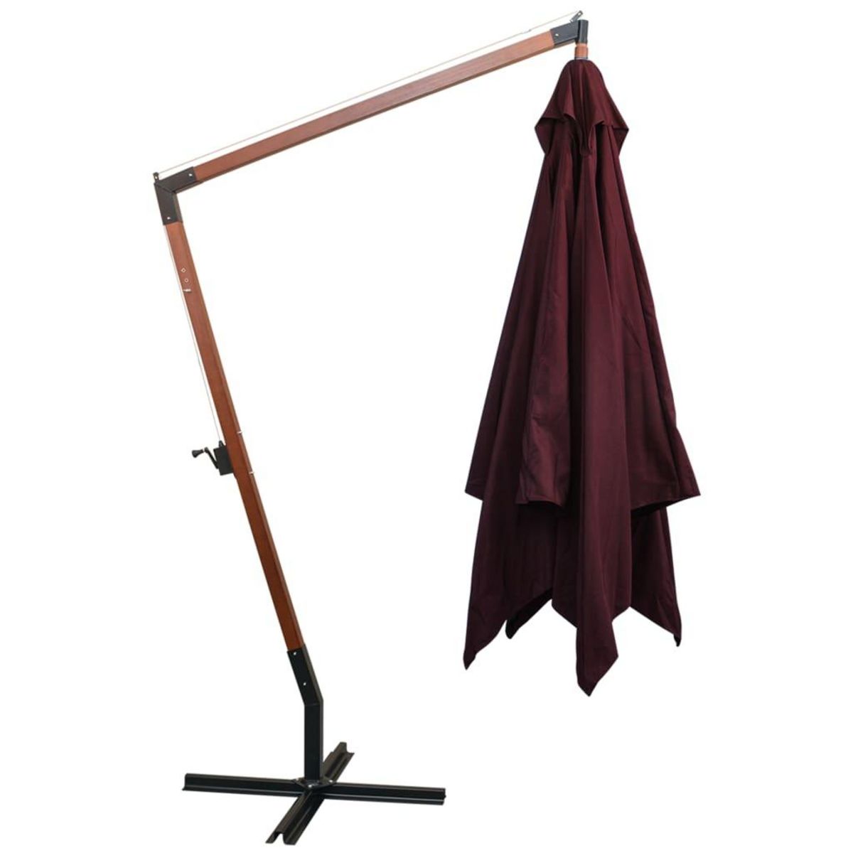 VIDAXL Parasol de jardin suspendu et mat rouge bordeaux bois de sapin