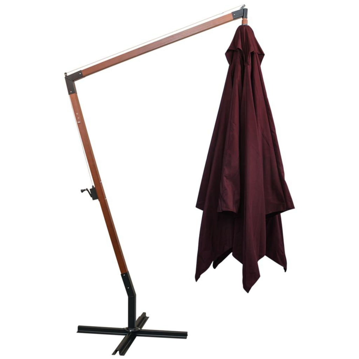 VIDAXL Parasol de jardin suspendu et mat rouge bordeaux bois de sapin