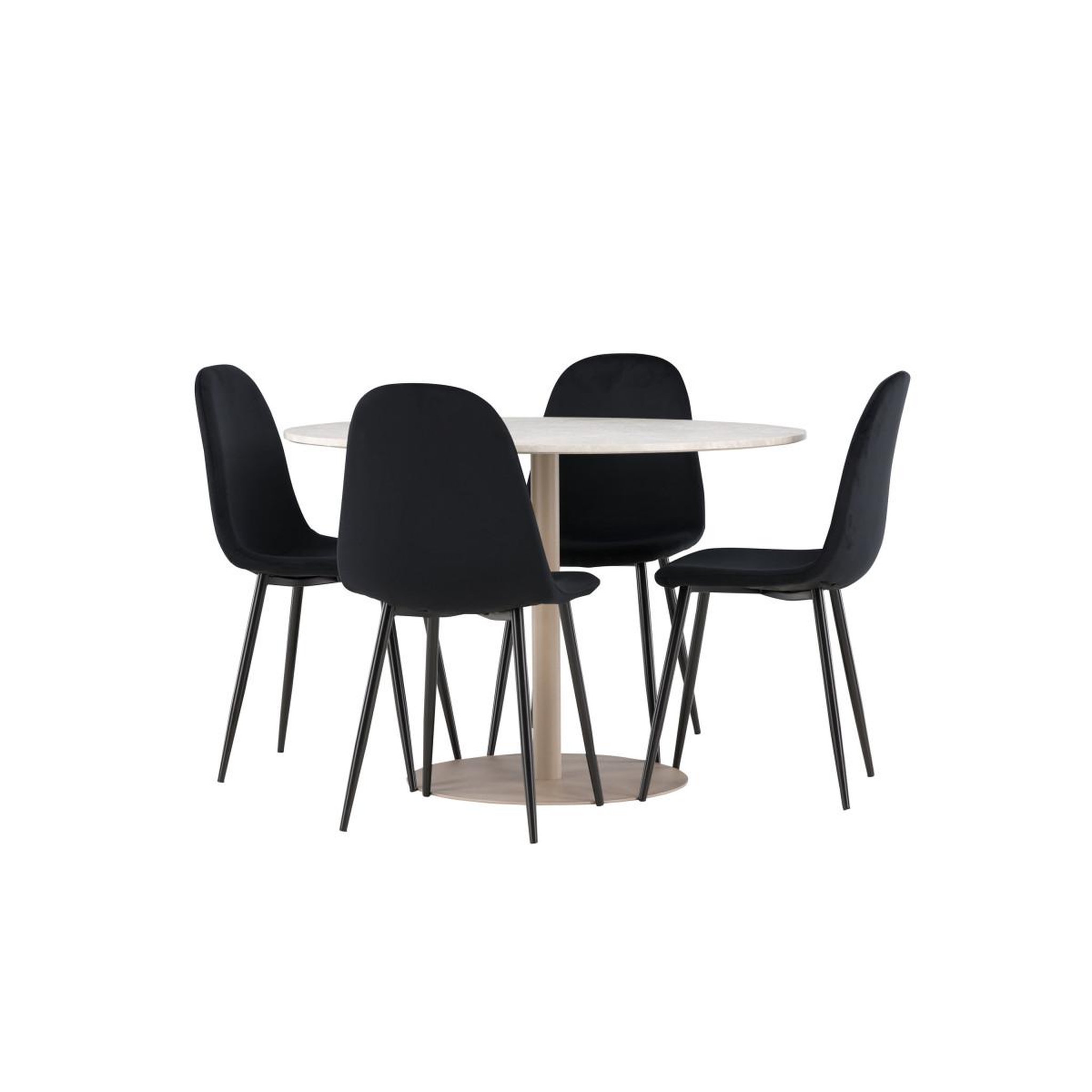 Voir la diapositive 3 : Paris Prix Ensemble table à manger & 4 chaises  lycke & polar  110cm beige & noir