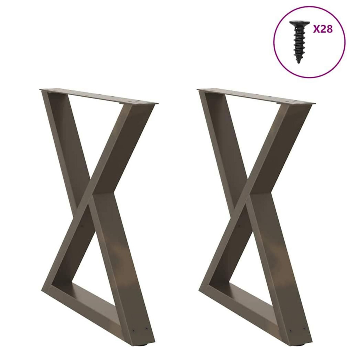 VIDAXL Pieds de table a manger 2pcs acier naturel 80x(72-73,3)cm acier