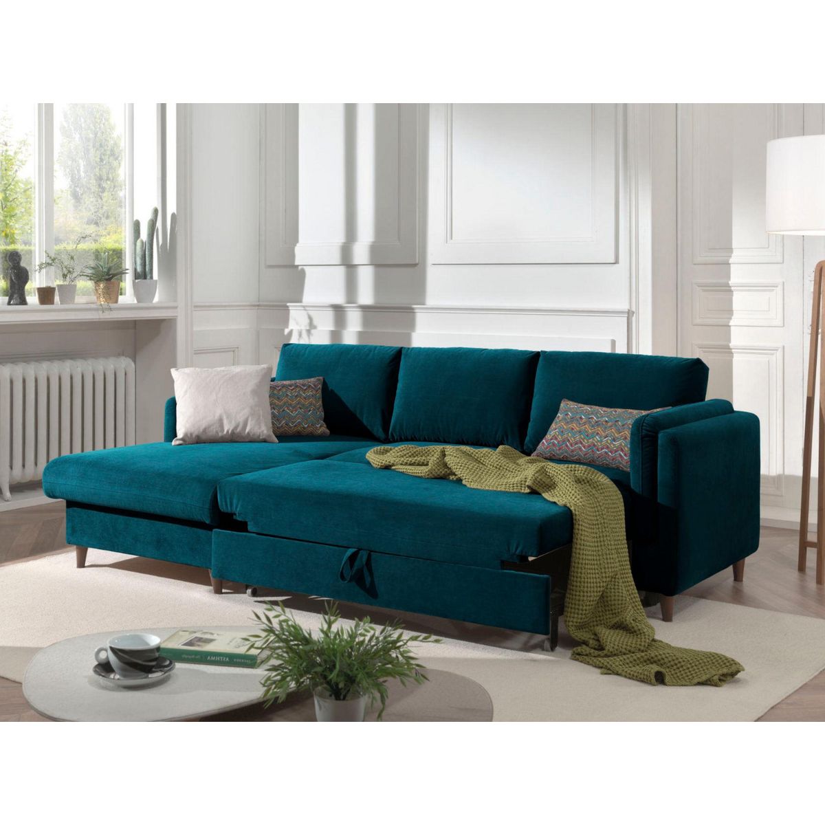 LISA DESIGN Brooke - canapé d'angle gauche - convertible avec coffre - 4 places - en velours