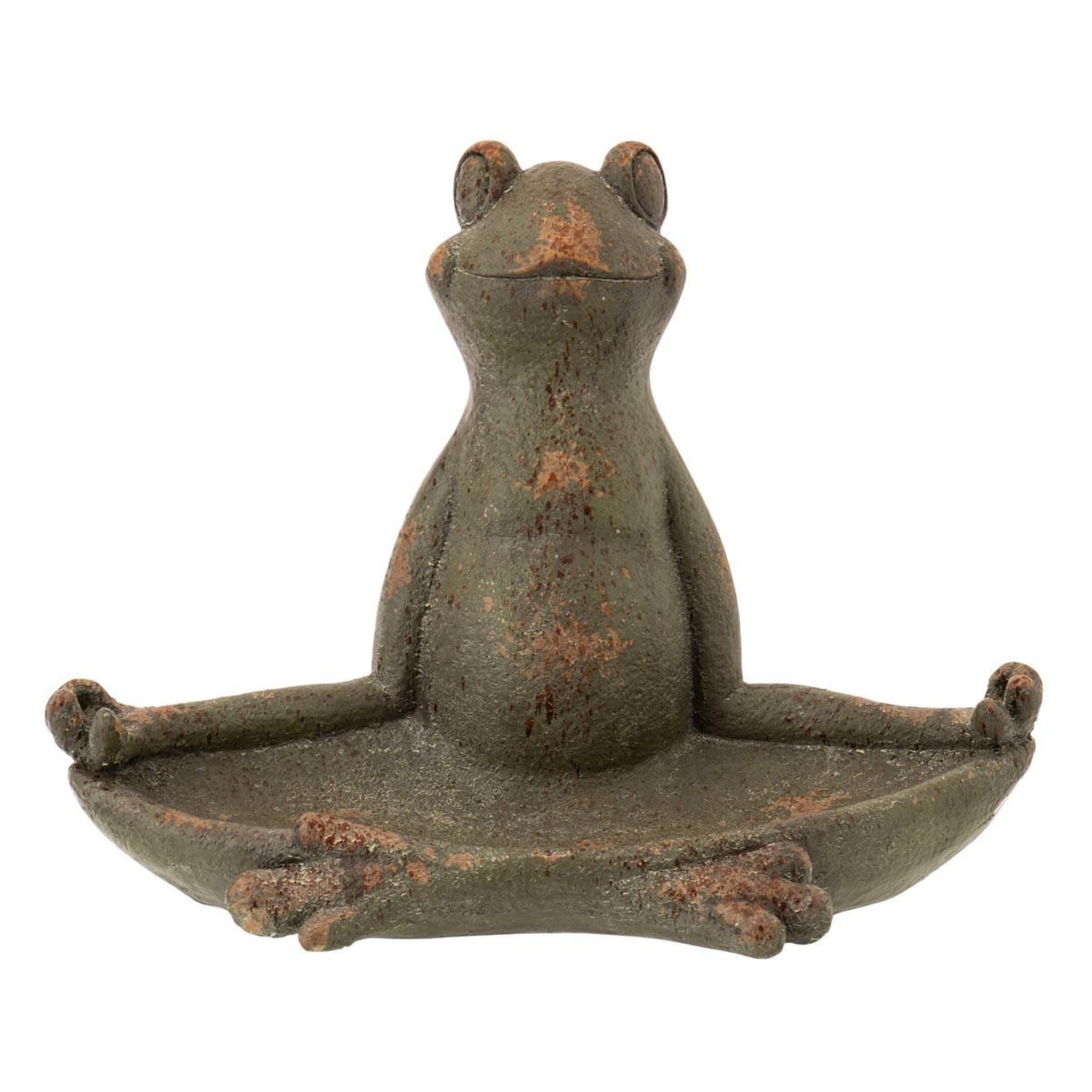 J-LINE Statue grenouille d'extérieur  antik  64cm vert foncé
