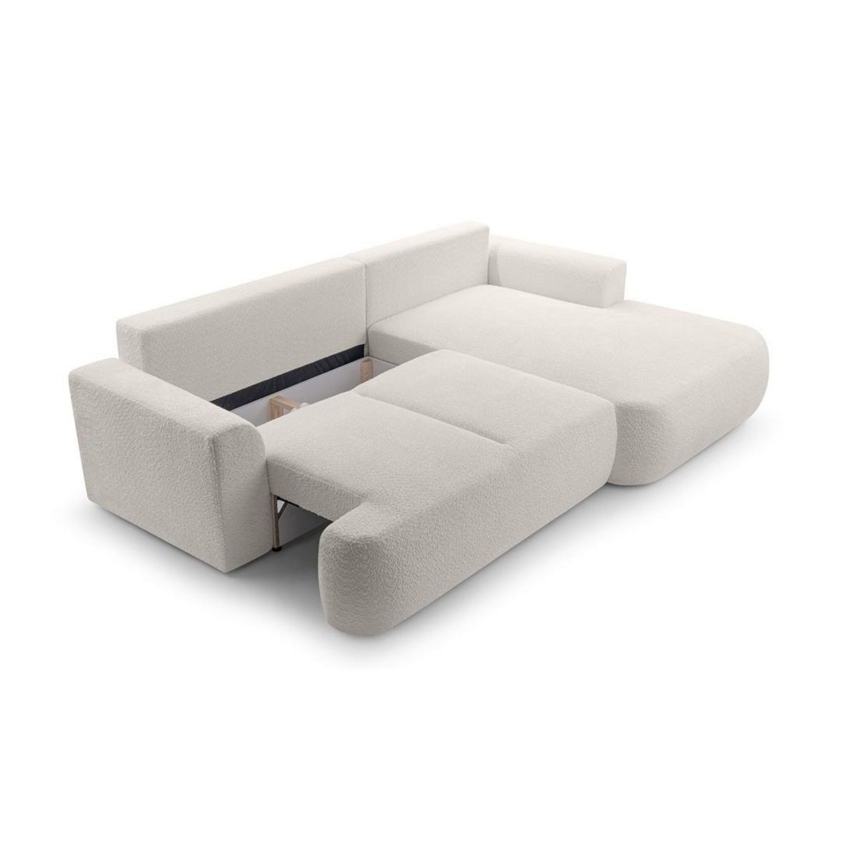 BEST MOBILIER Candela - canapé d'angle droit 4 places - convertible avec coffre - en tissu bouclette