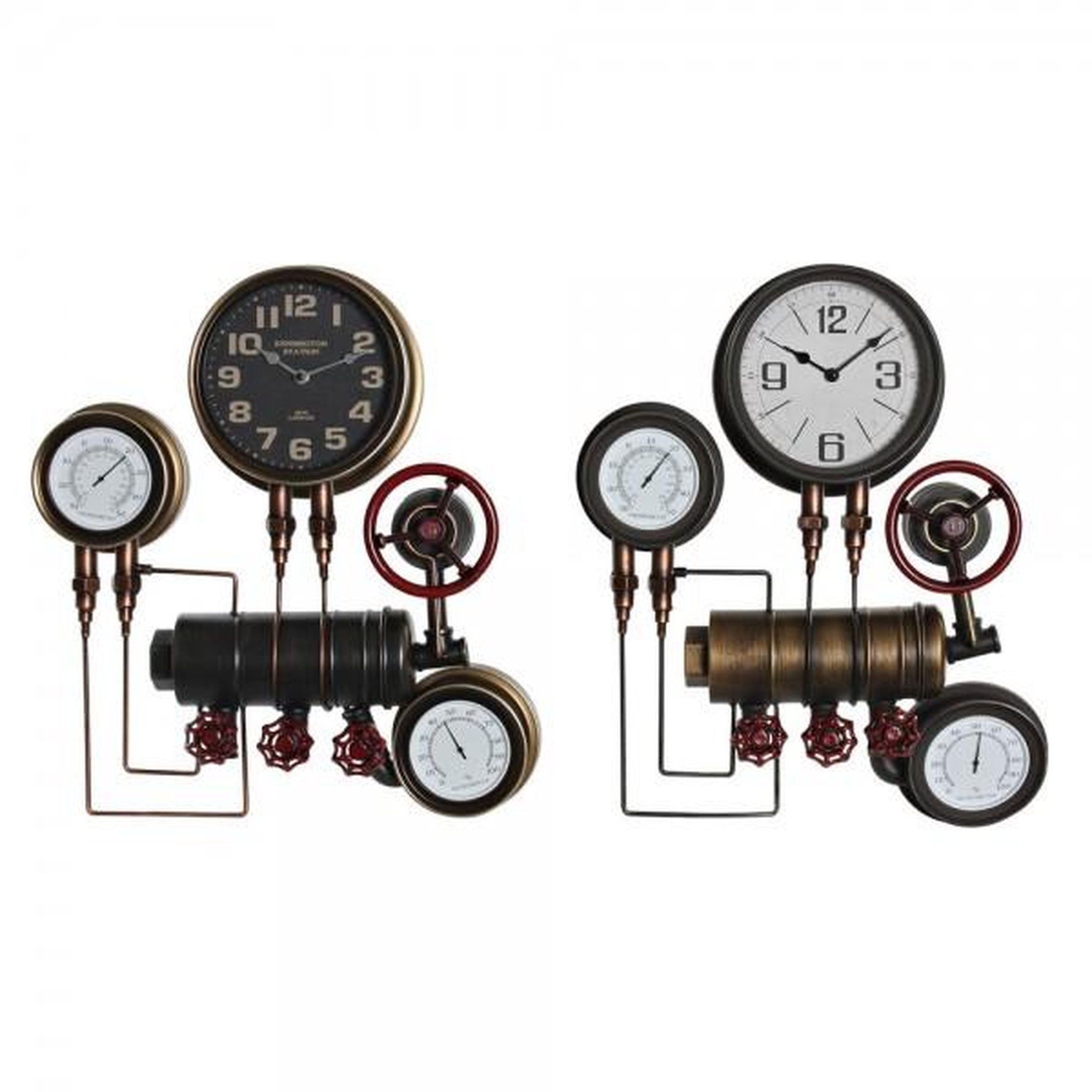 Voir la diapositive 1 : AAAAA Horloge Murale DKD Home Decor Noir Rouge Fer Doré (2 pcs) (46 x 13 x 58 cm)