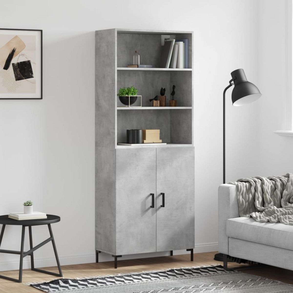 VIDAXL Buffet haut Gris beton 69,5x34x180 cm Bois d'ingenierie