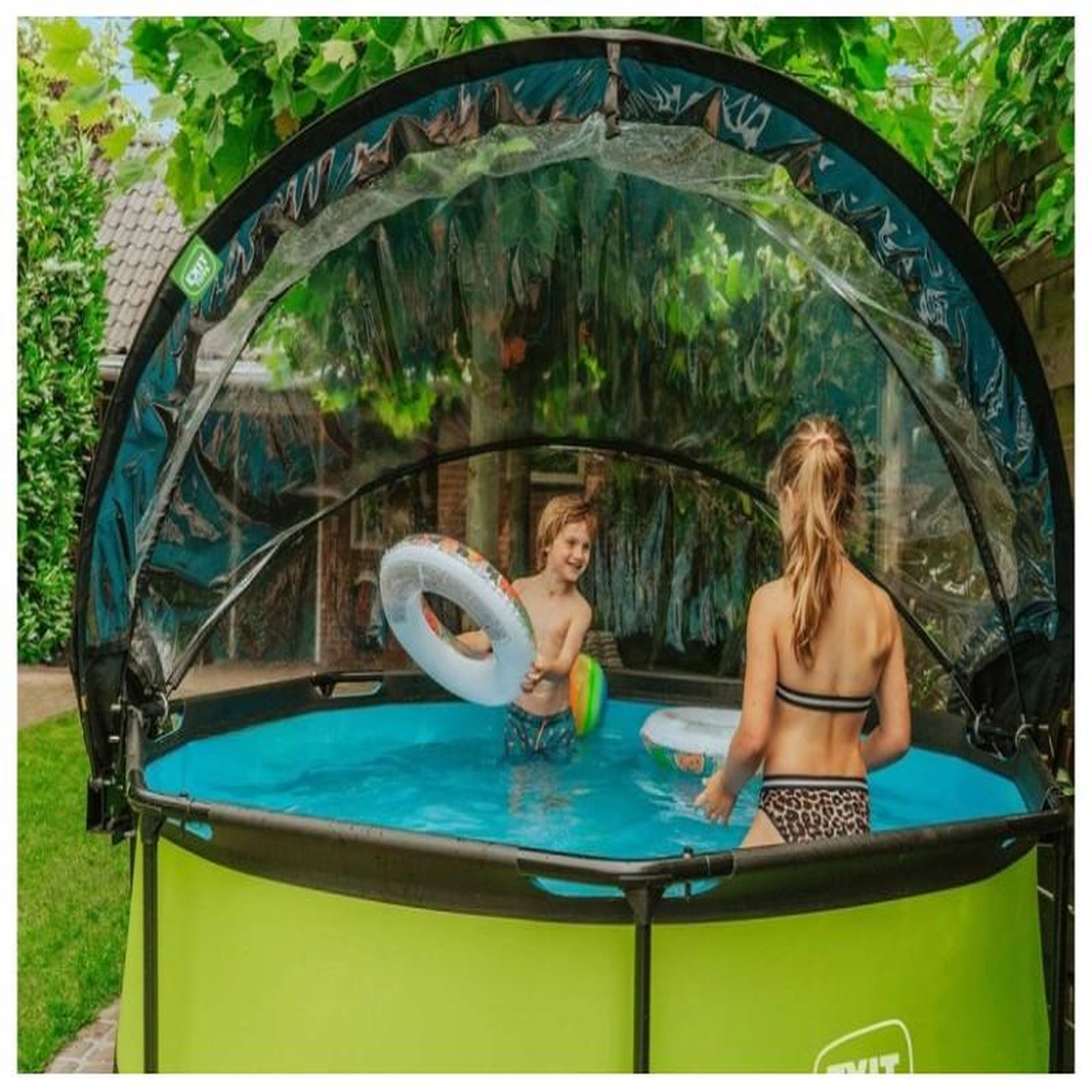 Voir la diapositive 5 : EXIT TOYS Dôme pour piscine tubulaire ronde de Ø 2,40 à 2,55 m - Exit Toys