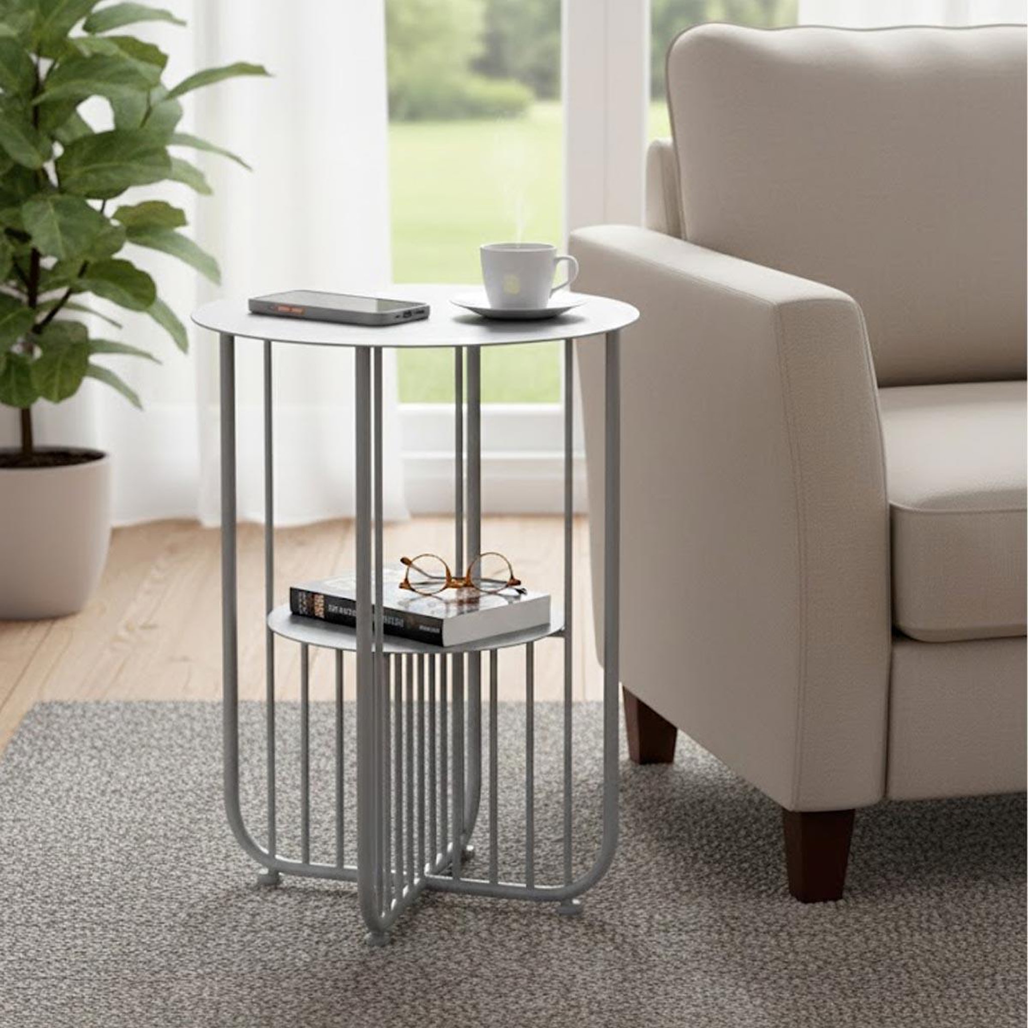 Voir la diapositive 3 : Paris Prix Table d'Appoint Design  Violetta  49cm Gris