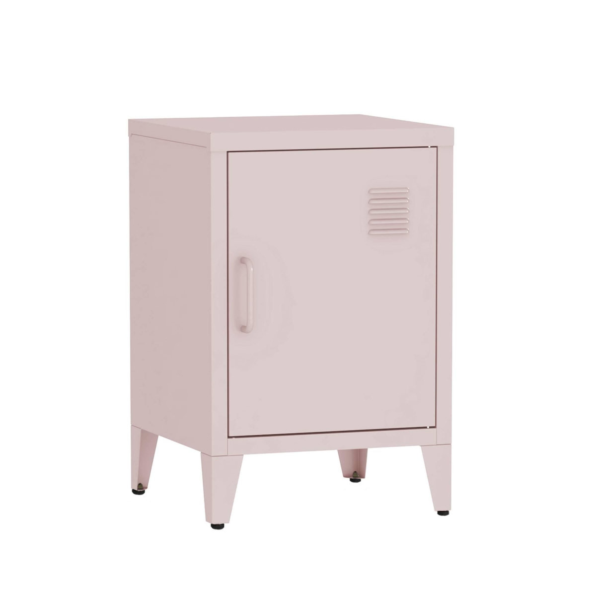 SWEEEK Table de chevet en acier rose. 1 porte. casier. chambre enfant