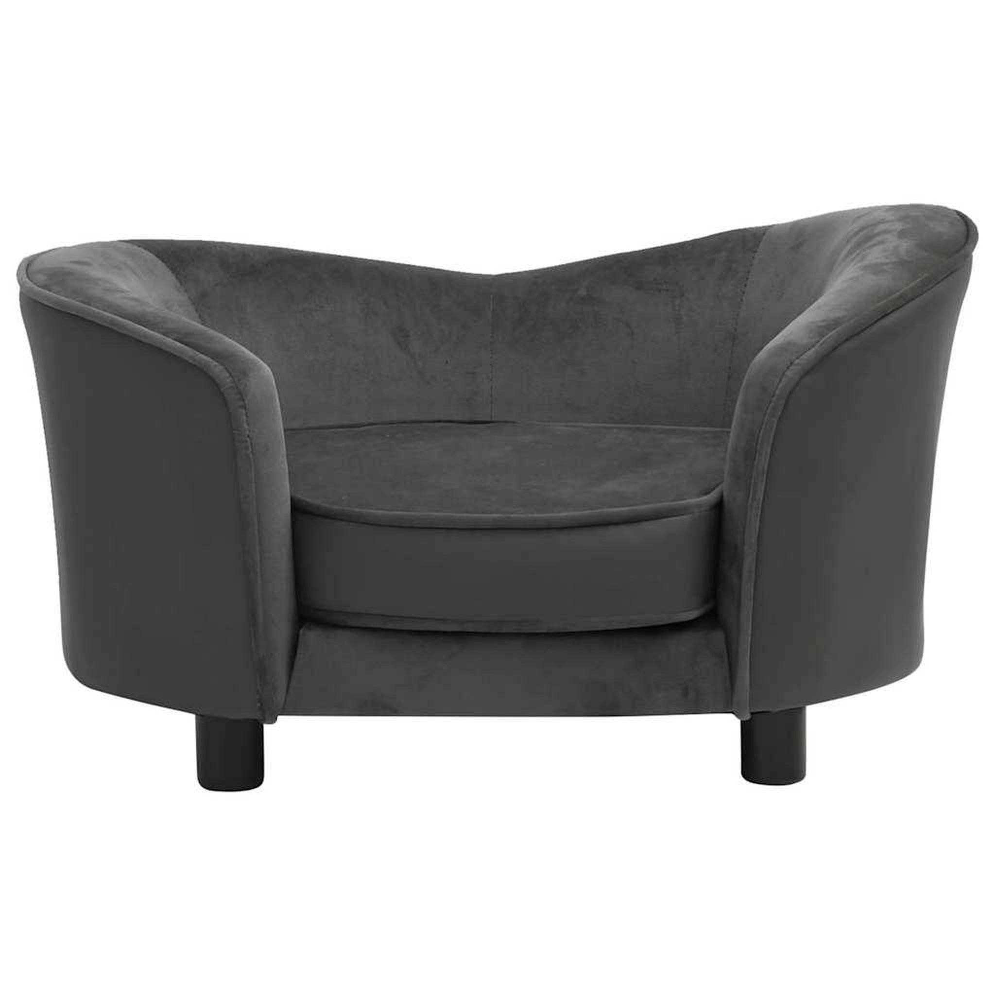 Voir la diapositive 3 : VIDAXL Canape pour chien gris fonce 69x49x40 cm peluche et similicuir