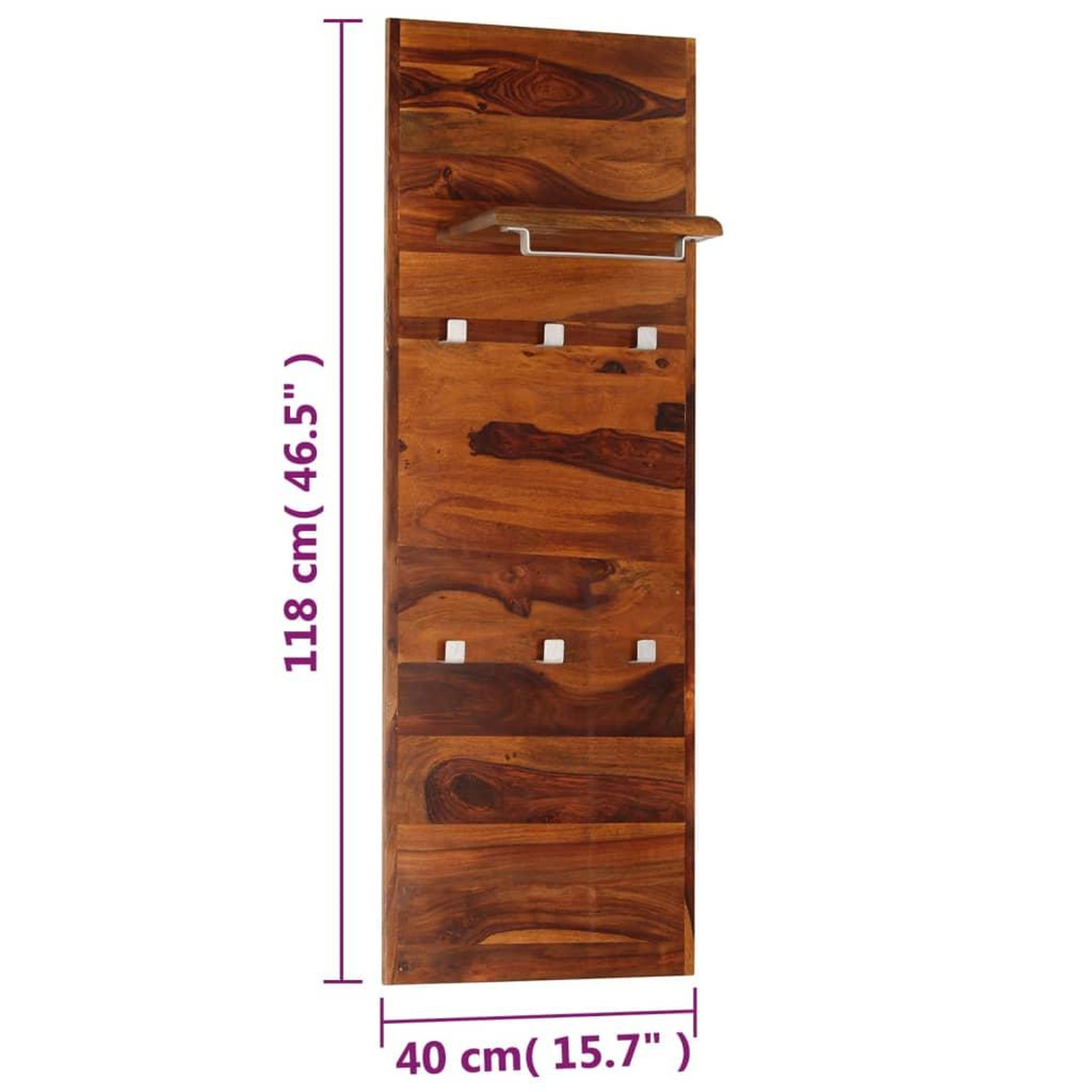 Voir la diapositive 6 : VIDAXL Portemanteau bois solide de sesham 118 x 40 cm